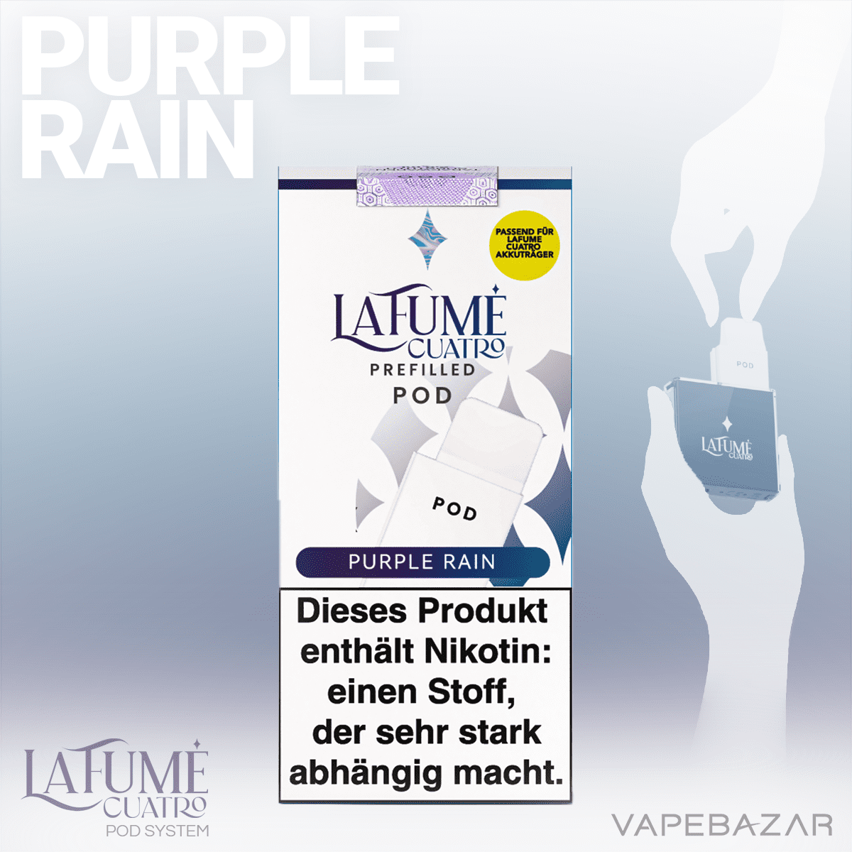 La Fume Cuatro Pod Purple Rain 02 | Vapebazar La Fume Cuatro – Purple Rain – Prefilled Liquid Pod – 2Er Pack - Vape System