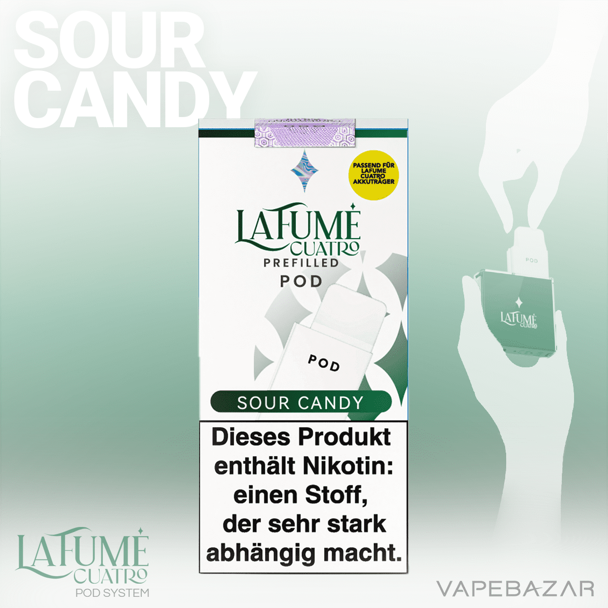 La Fume Cuatro Pod Sour Candy 2er Pack 02 | Vapebazar La Fume Cuatro – Sour Candy – Prefilled Liquid Pod – 2Er Pack
