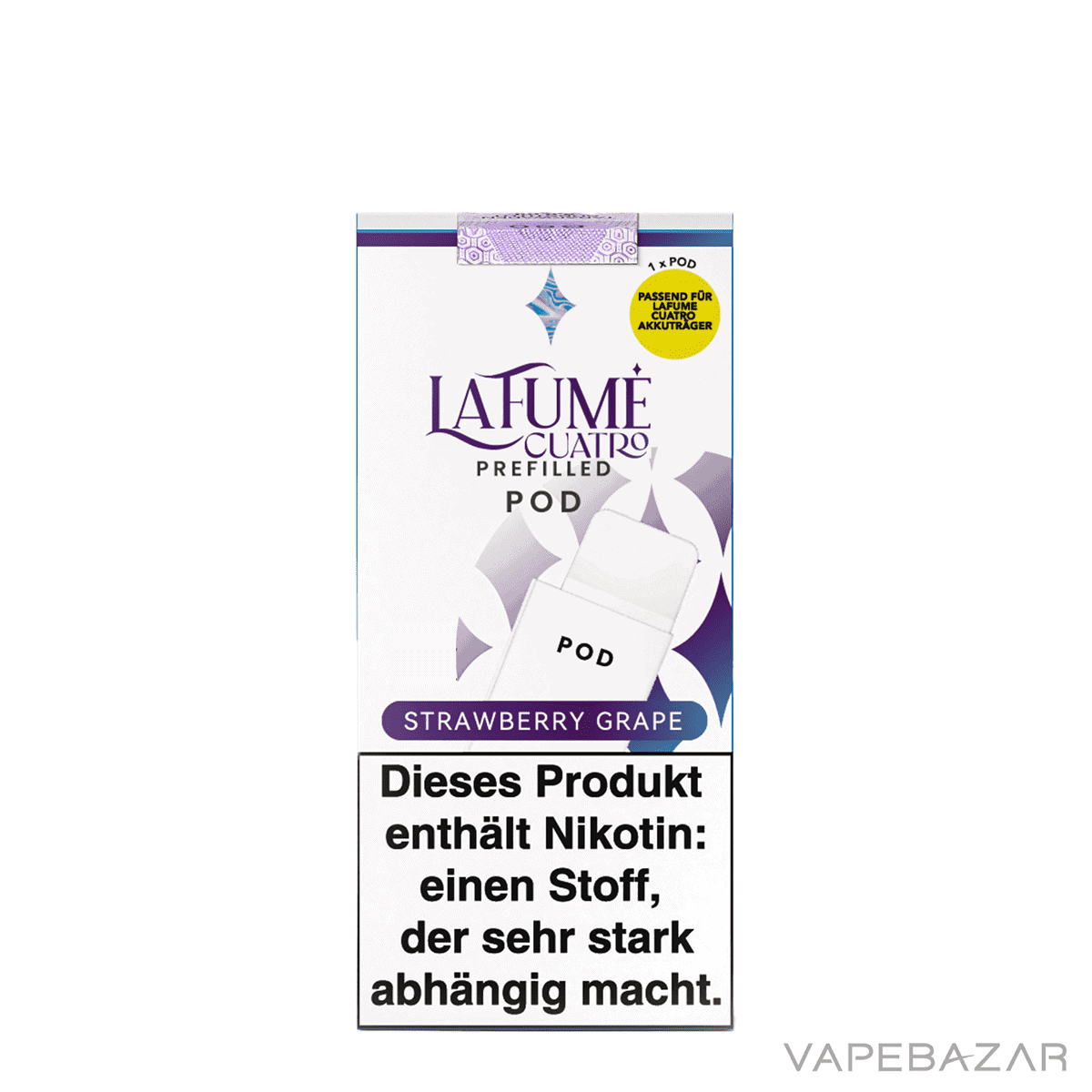 La Fume Cuatro Pod Strawberry Grape 2er Pack 03 | Vapebazar La Fume Cuatro Pod - Strawberry Grape Pod System Vape System