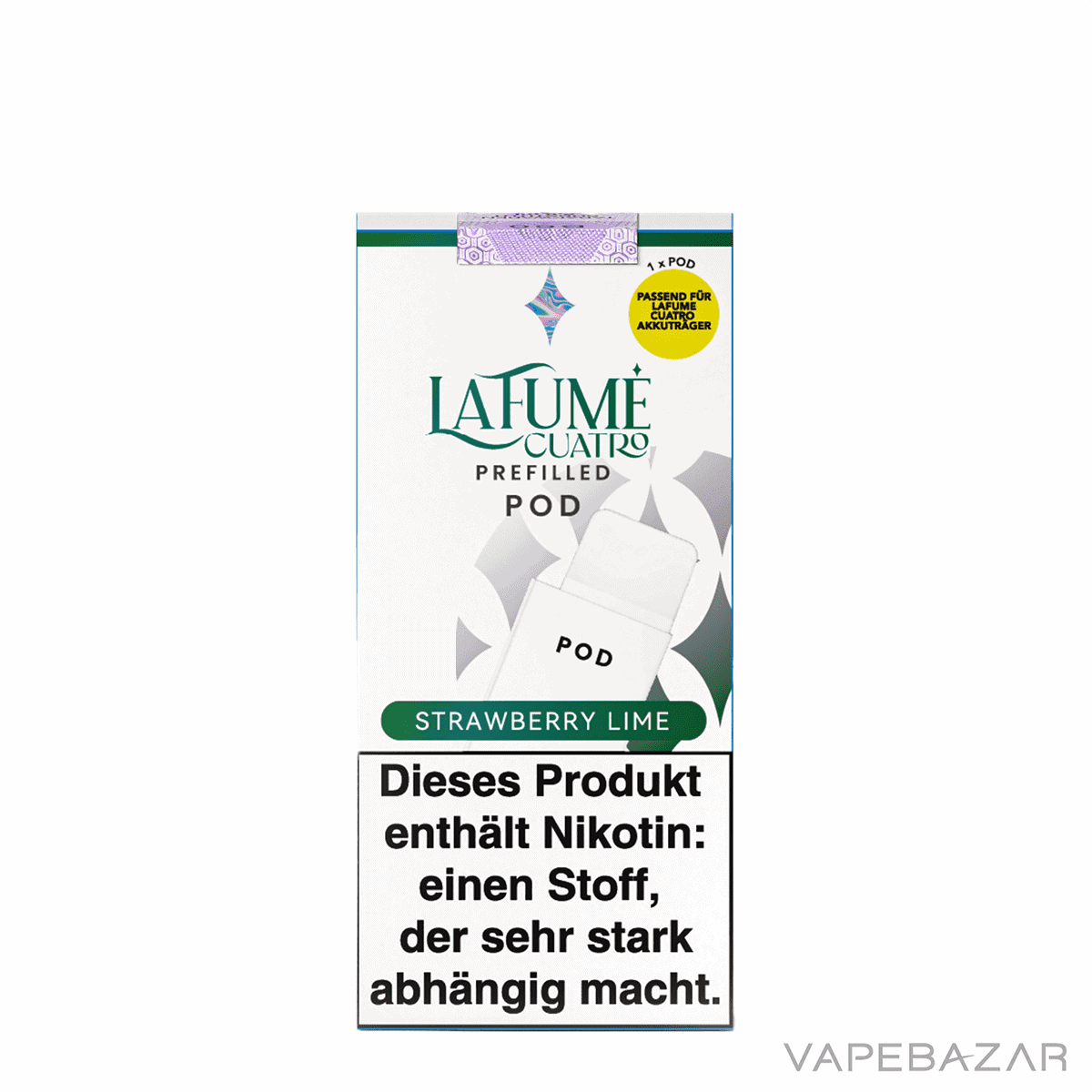 La Fume Cuatro Pod Strawberry Lime 2er Pack 03 | Vapebazar La Fume Cuatro Pod - Strawberry Lime Prefilled Pod System 2Er Pack