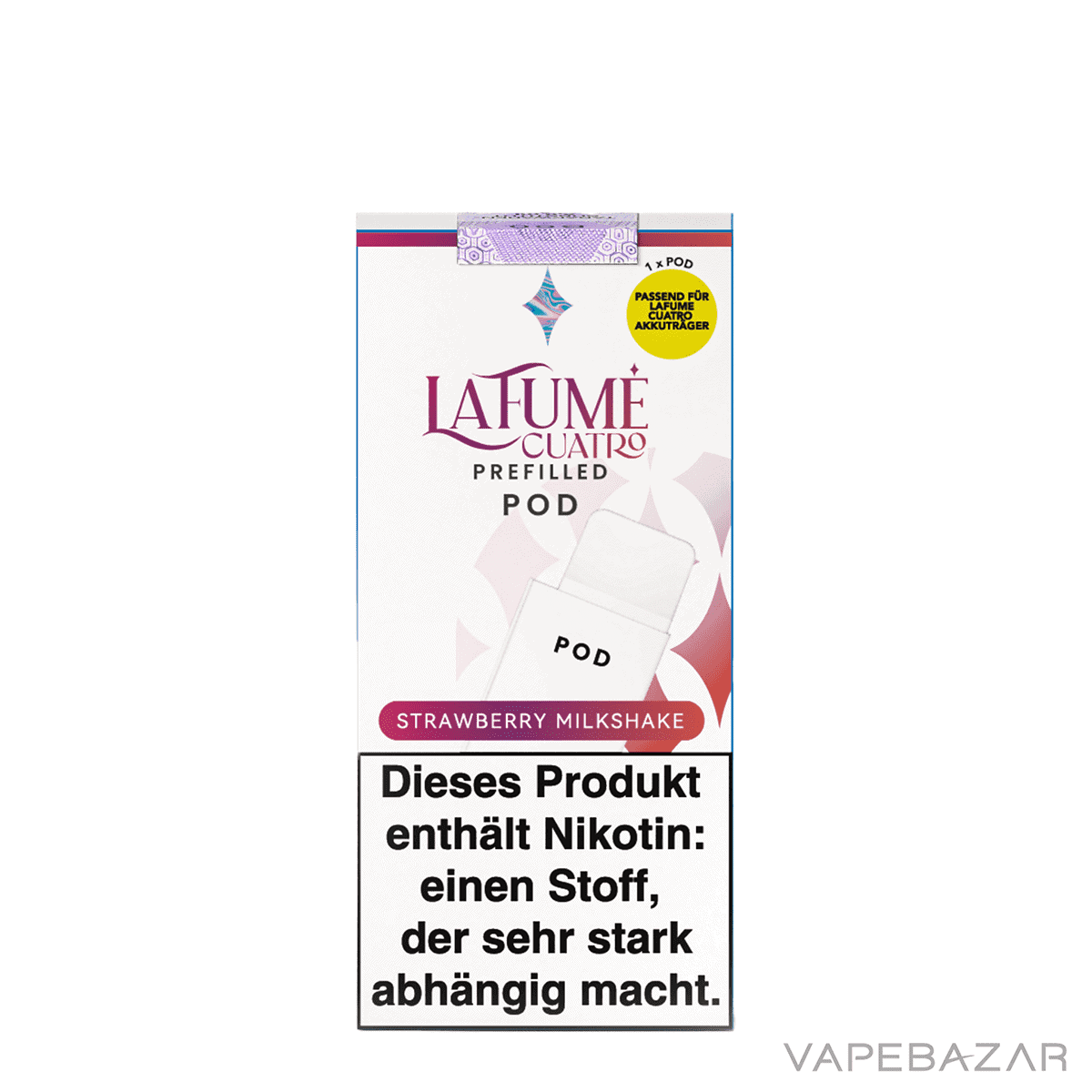 La Fume Cuatro Pod Strawberry Milkshake 2er Pack 03 | Vapebazar La Fume Cuatro Pod Strawberry Milkshake Prefilled Pod System