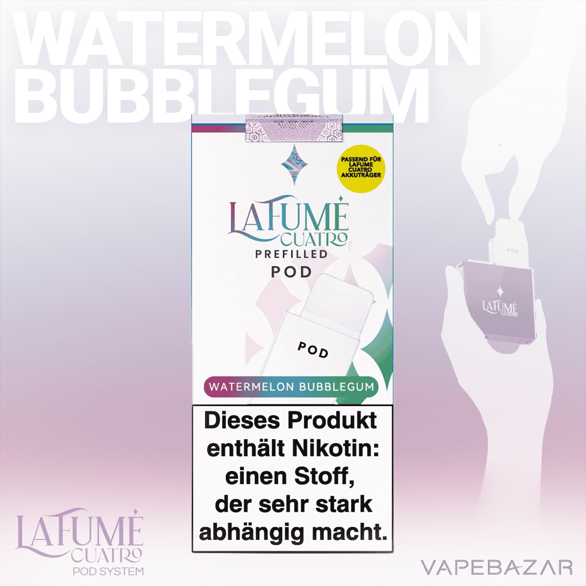 La Fume Cuatro Pod Watermelon Bubbelgum 2er Pack 02 | Vapebazar La Fume Cuatro Pod - Watermelon Bubbelgum 2Er Pack