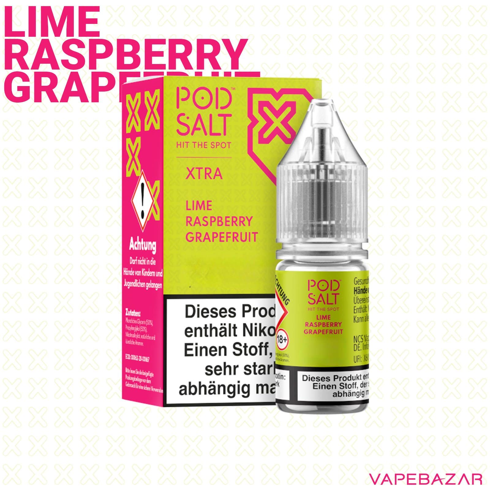 LimeRaspberryGrapefruit2 | Vapebazar Vapebazar Pod Salt X Nikotinsalz Liquid - Lime Raspberry Grapefruit