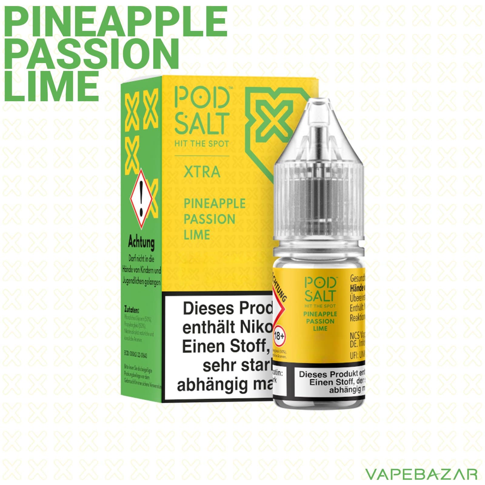 PineapplePassionLime2 | Vapebazar Vapebazar Pod Salt X Nikotinsalz Liquid - Pineapple Passion Lime