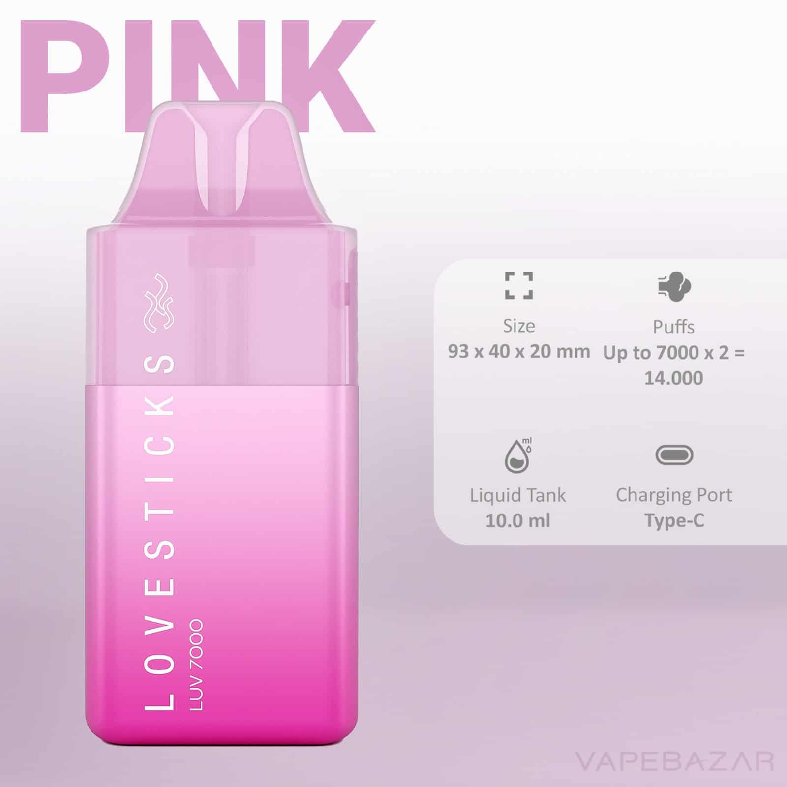Pink2 1 | Vapebazar Lovesticks Luv 7000 - Pink Vapebazar