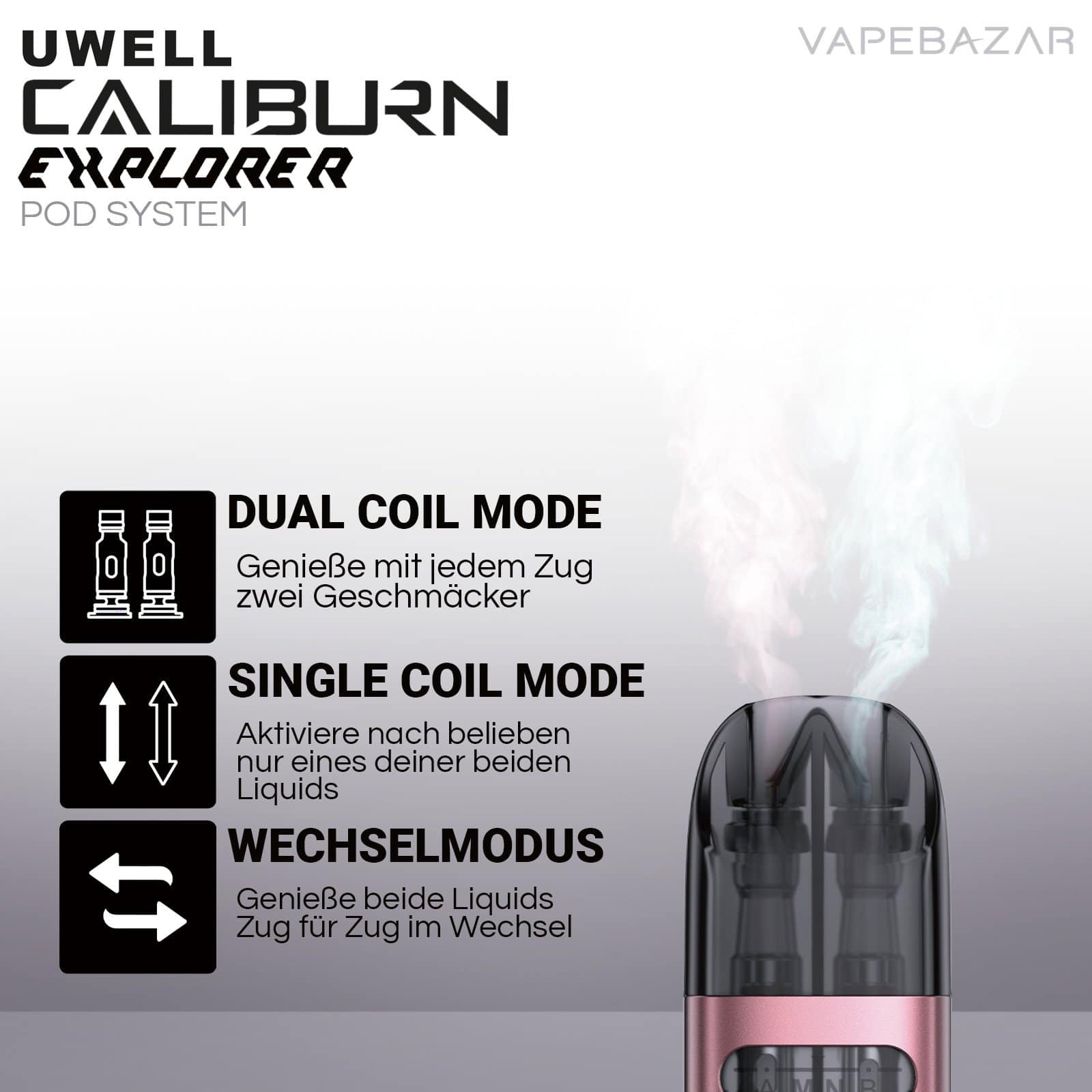 PinkCyan2 | Vapebazar A Close Up Of A Device Uwell Caliburn Explorer Podsystem - Pink And Cyan