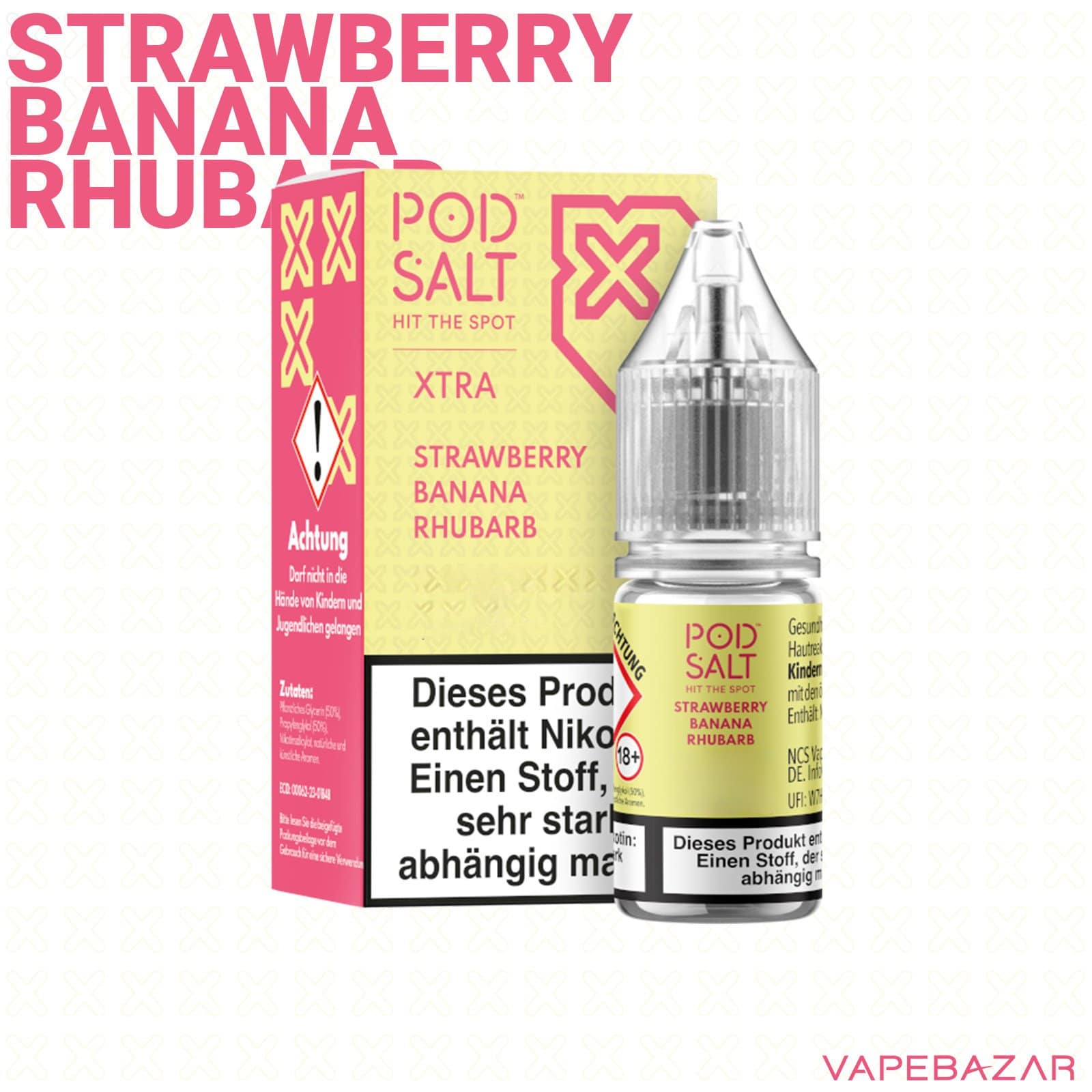 STrawberryBananaRhubarb2 | Vapebazar Vapebazar Pod Salt X Nikotinsalz Liquid - Strawberry Banana Rhubarb