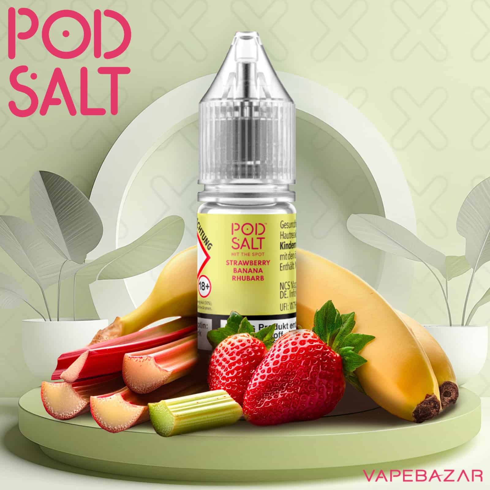 StrawberryBananaRhubarb | Vapebazar Vapebazar Pod Salt X Nikotinsalz Liquid - Strawberry Banana Rhubarb