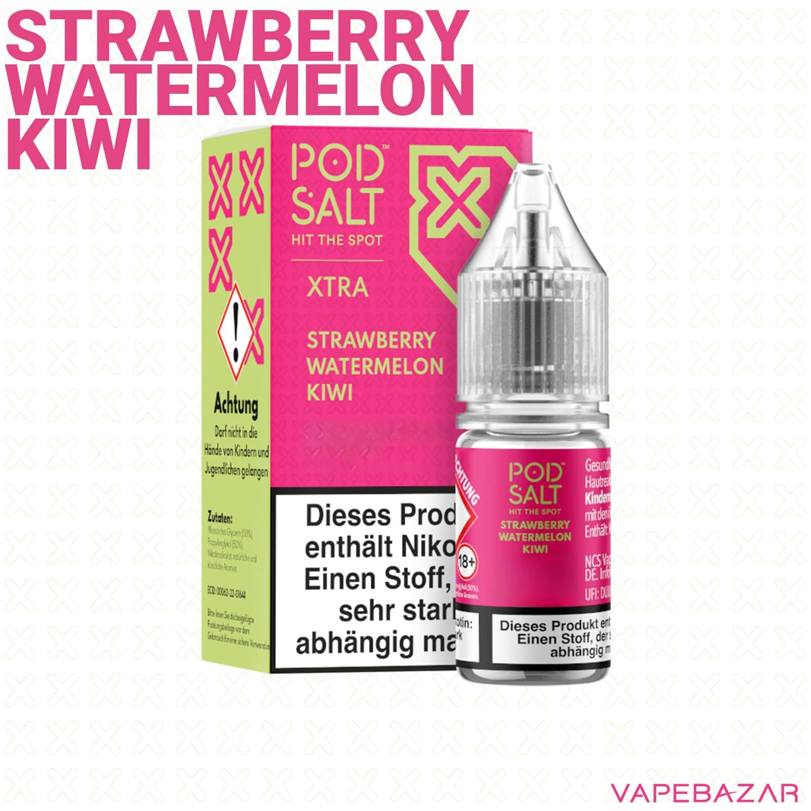 StrawberryWatermelonKiwi2 | Vapebazar Vapebazar Pod Salt X Nikotinsalz Liquid - Strawberry Watermelon Kiwi