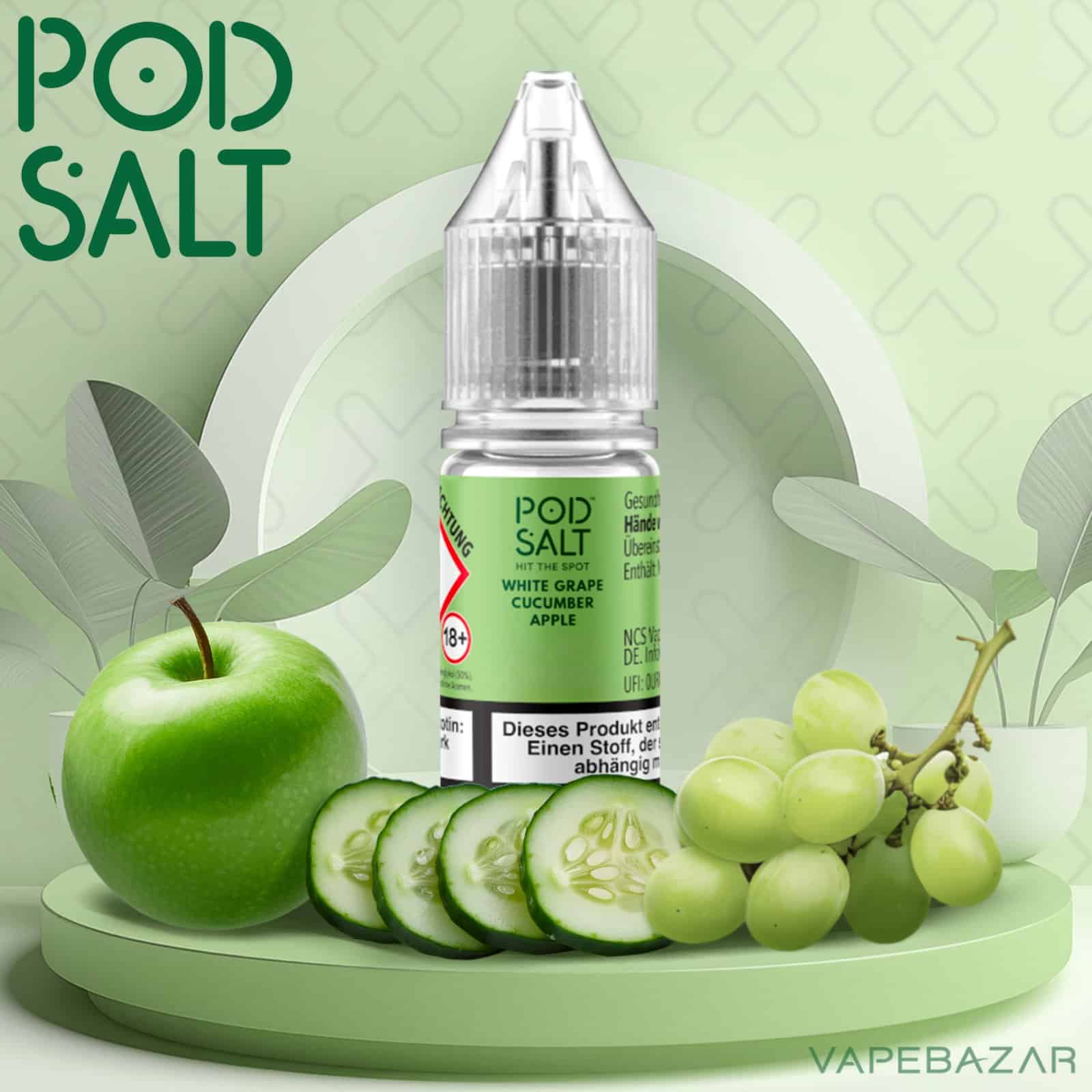WhiteGrapeCucumberApple | Vapebazar Vapebazar Pod Salt X Nikotinsalz Liquid - White Grape Cucumber Apple