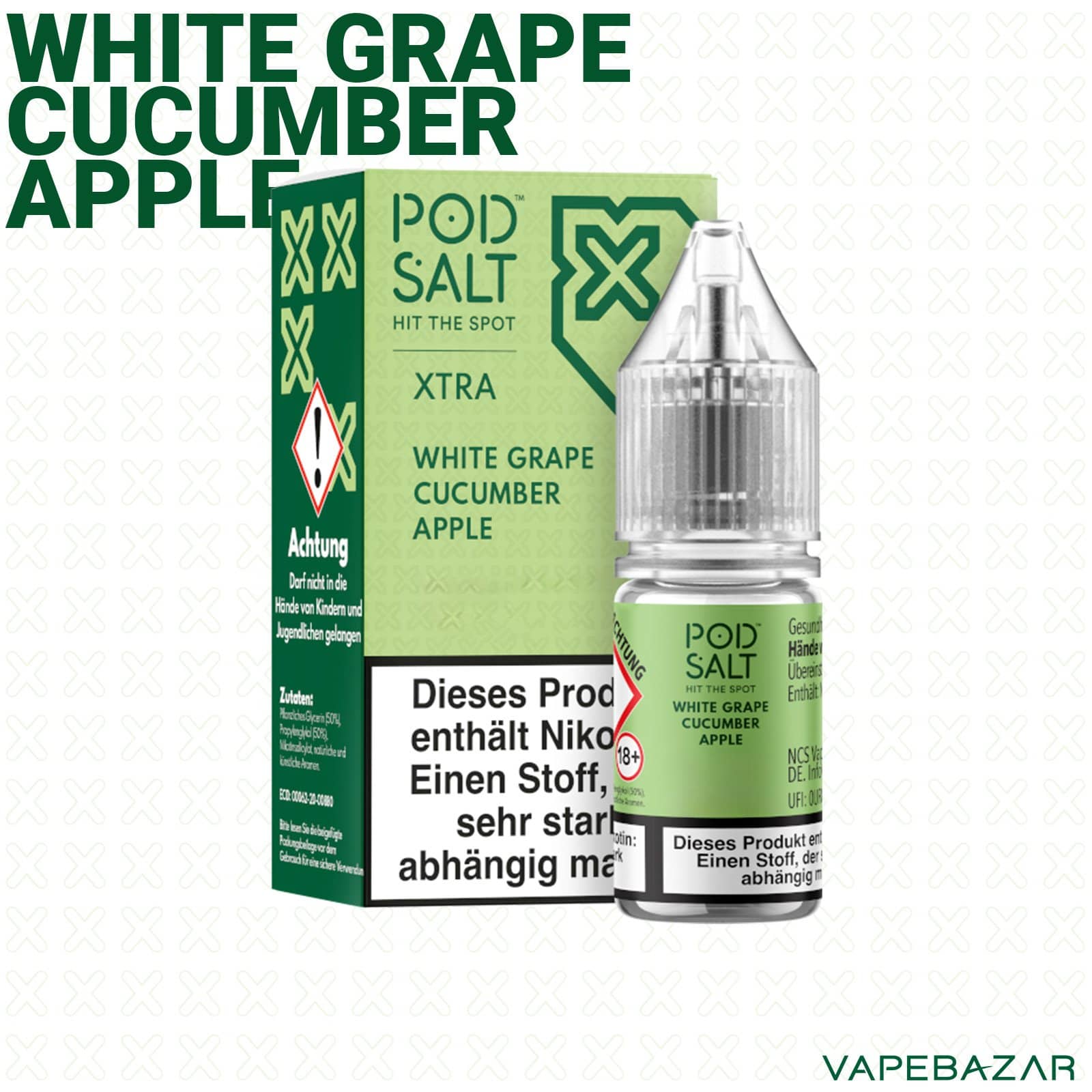 WhiteGrapeCucumberApple2 | Vapebazar Vapebazar Pod Salt X Nikotinsalz Liquid - White Grape Cucumber Apple
