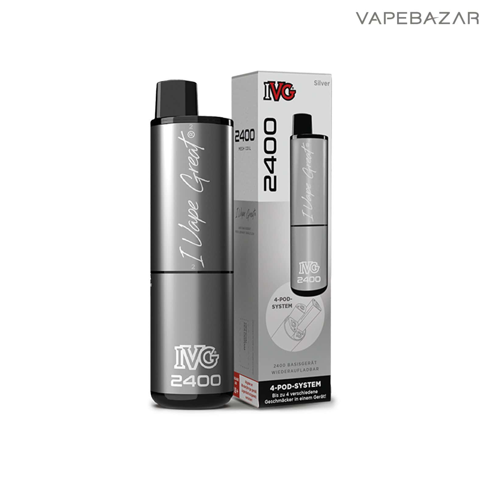IVG 2400 4 Pod System Device Silver 3 | Vapebazar Ivg 2400 - 4 Pod System - Device - Silver