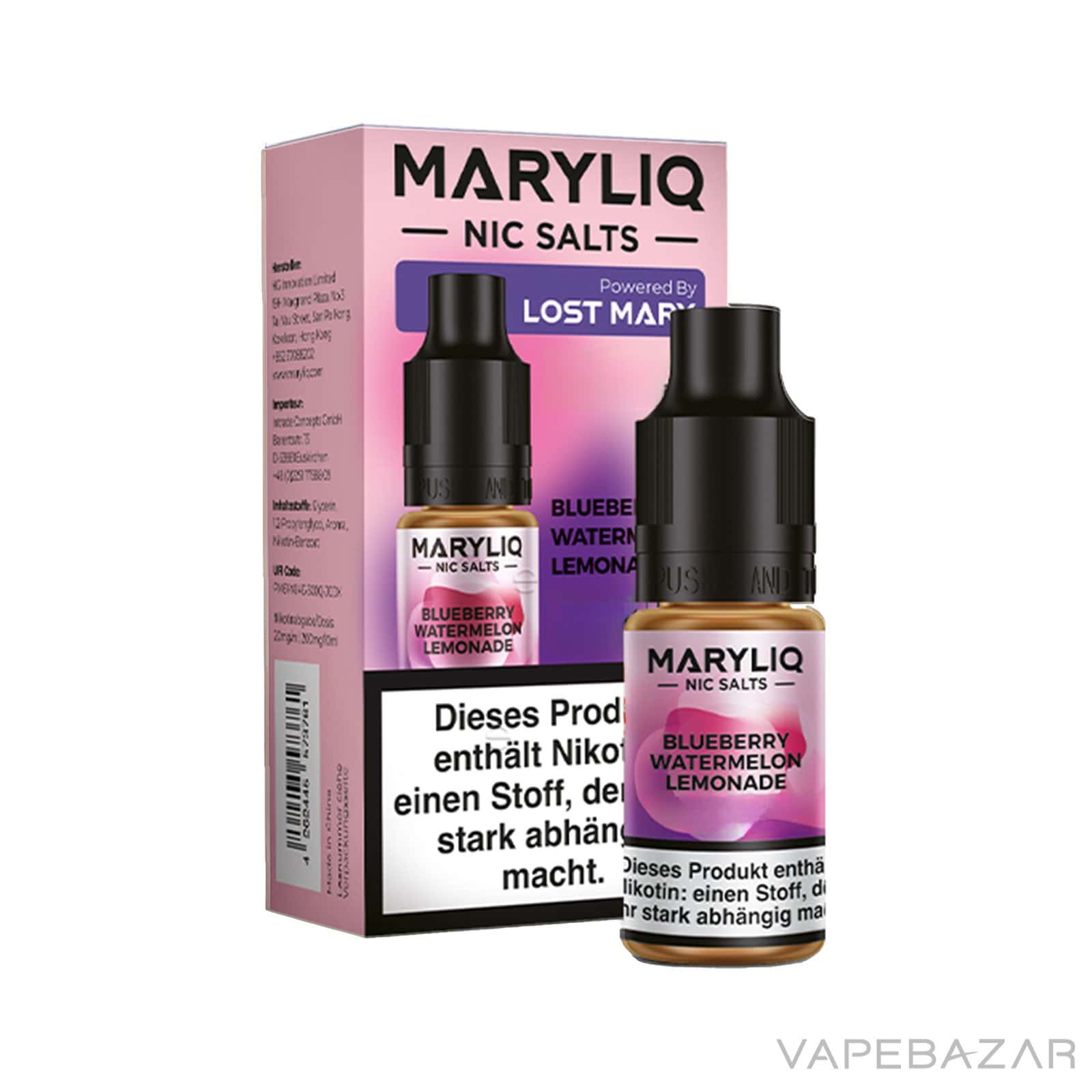 MARYLIQ by Lost Mary Nic Salt Blueberry Watermelon Lemonade 03 | Vapebazar Maryliq By Lost Mary - Nic Salt - Blueberry Watermelon Lemonade - Vapebazar