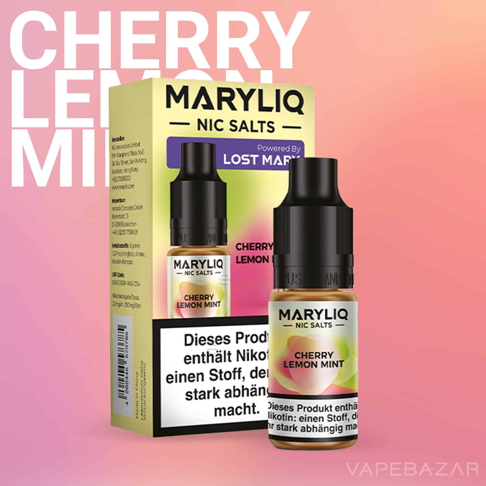 MARYLIQ by Lost Mary Nic Salt Cherry Lemon Mint 02 | Vapebazar Maryliq By Lost Mary - Nic Salt - Cherry Lemon Mint - Vapebazar