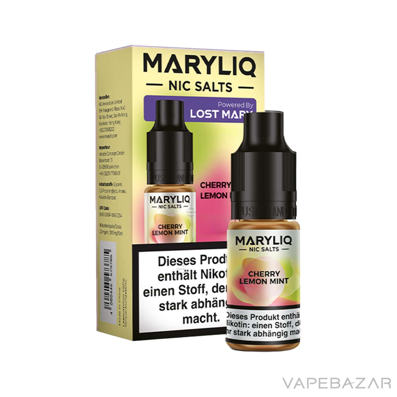MARYLIQ by Lost Mary Nic Salt Cherry Lemon Mint 03 | Vapebazar Maryliq By Lost Mary - Nic Salt - Cherry Lemon Mint - Vapebazar