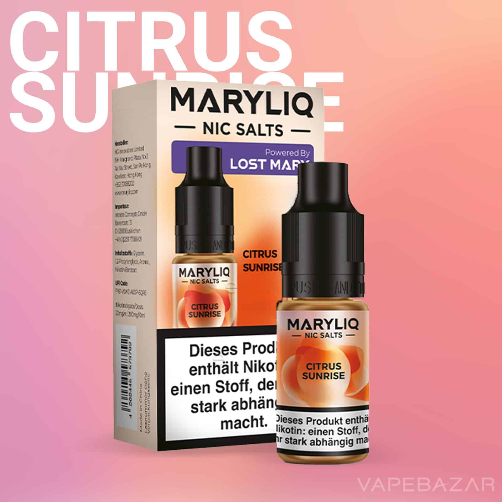 MARYLIQ by Lost Mary Nic Salt Citrus Sunrise 02 | Vapebazar Maryliq By Lost Mary - Nic Salt - Citrus Sunrise - Vapebazar