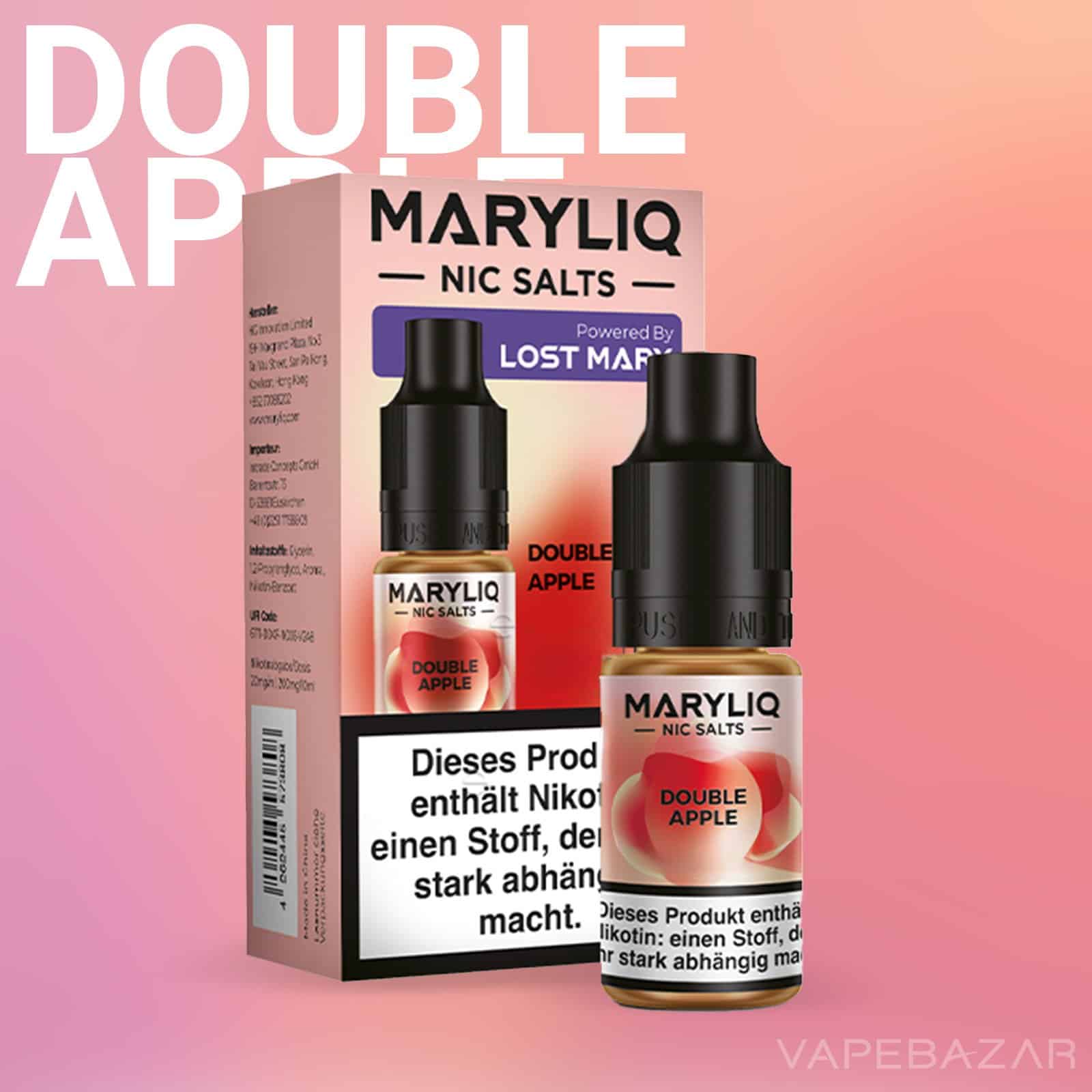 MARYLIQ by Lost Mary Nic Salt Double Apple 02 | Vapebazar Maryliq By Lost Mary - Nic Salt - Double Apple - Vapebazar
