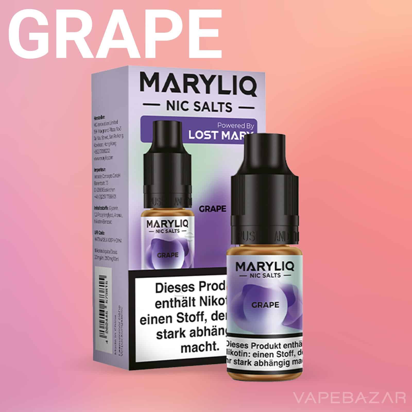 MARYLIQ by Lost Mary Nic Salt Grape 02 | Vapebazar Maryliq By Lost Mary - Nic Salt - Grape - Vapebazar