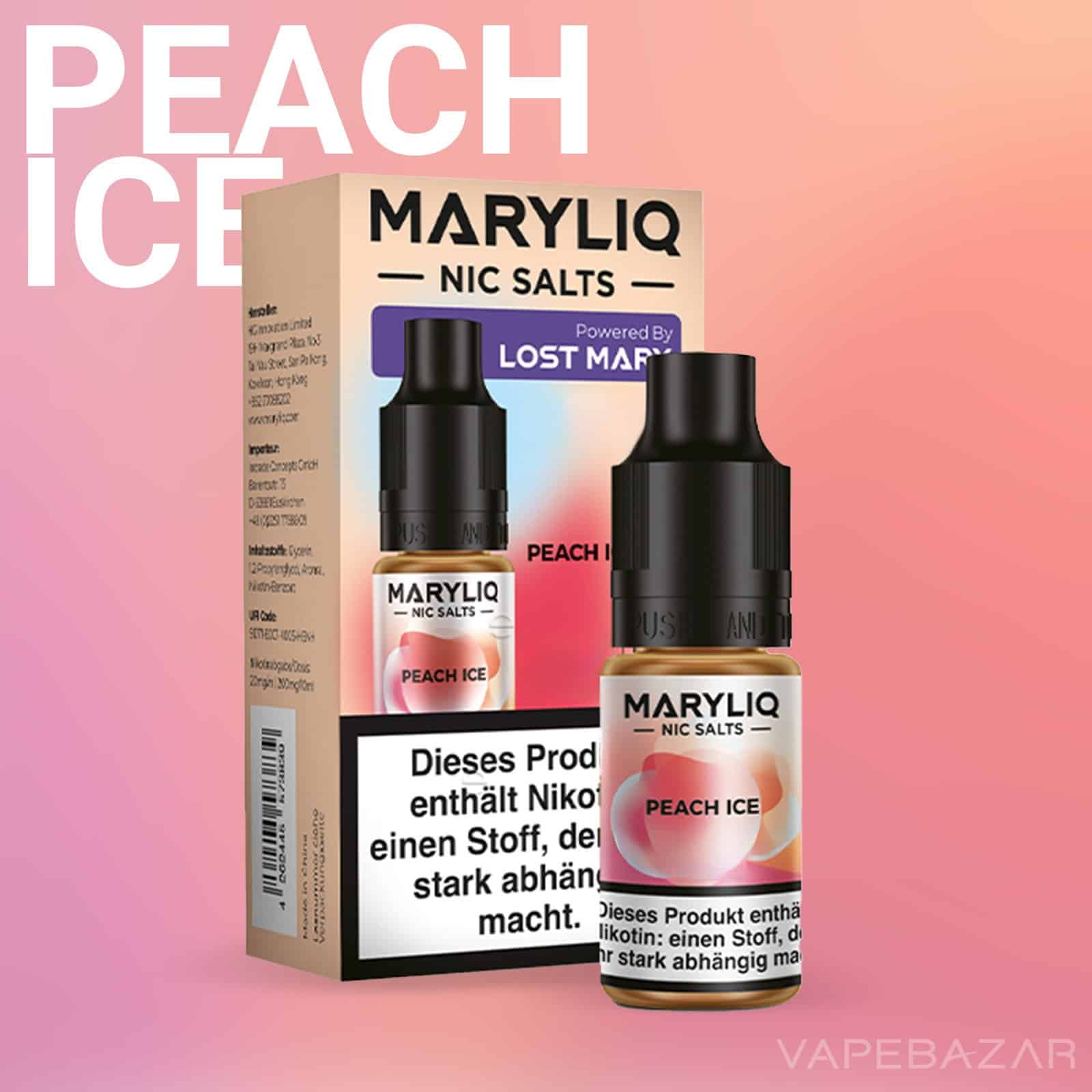 MARYLIQ by Lost Mary Nic Salt Peach Ice 02 | Vapebazar Maryliq By Lost Mary - Nic Salt - Peach Ice - Vapebazar
