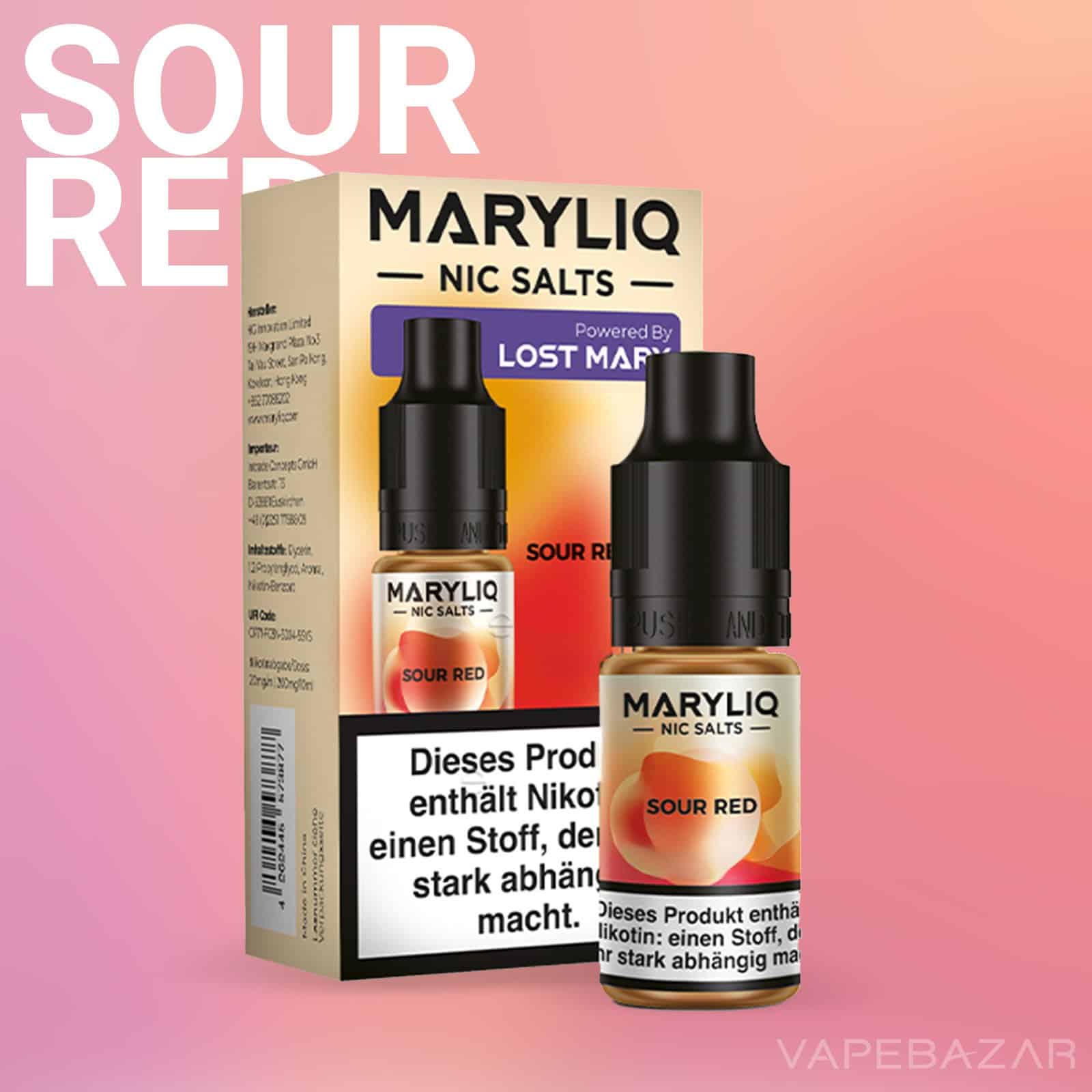 MARYLIQ by Lost Mary Nic Salt Sour Red 02 | Vapebazar Maryliq By Lost Mary - Nic Salt - Sour Red