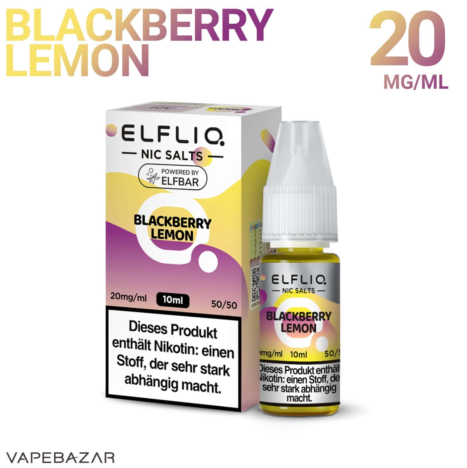 BlackberryLemon2 2 | Vapebazar Elfliq Nikotinsalz Liquid 10Ml – Blackberry Lemon 20Mg/Ml Nikotin