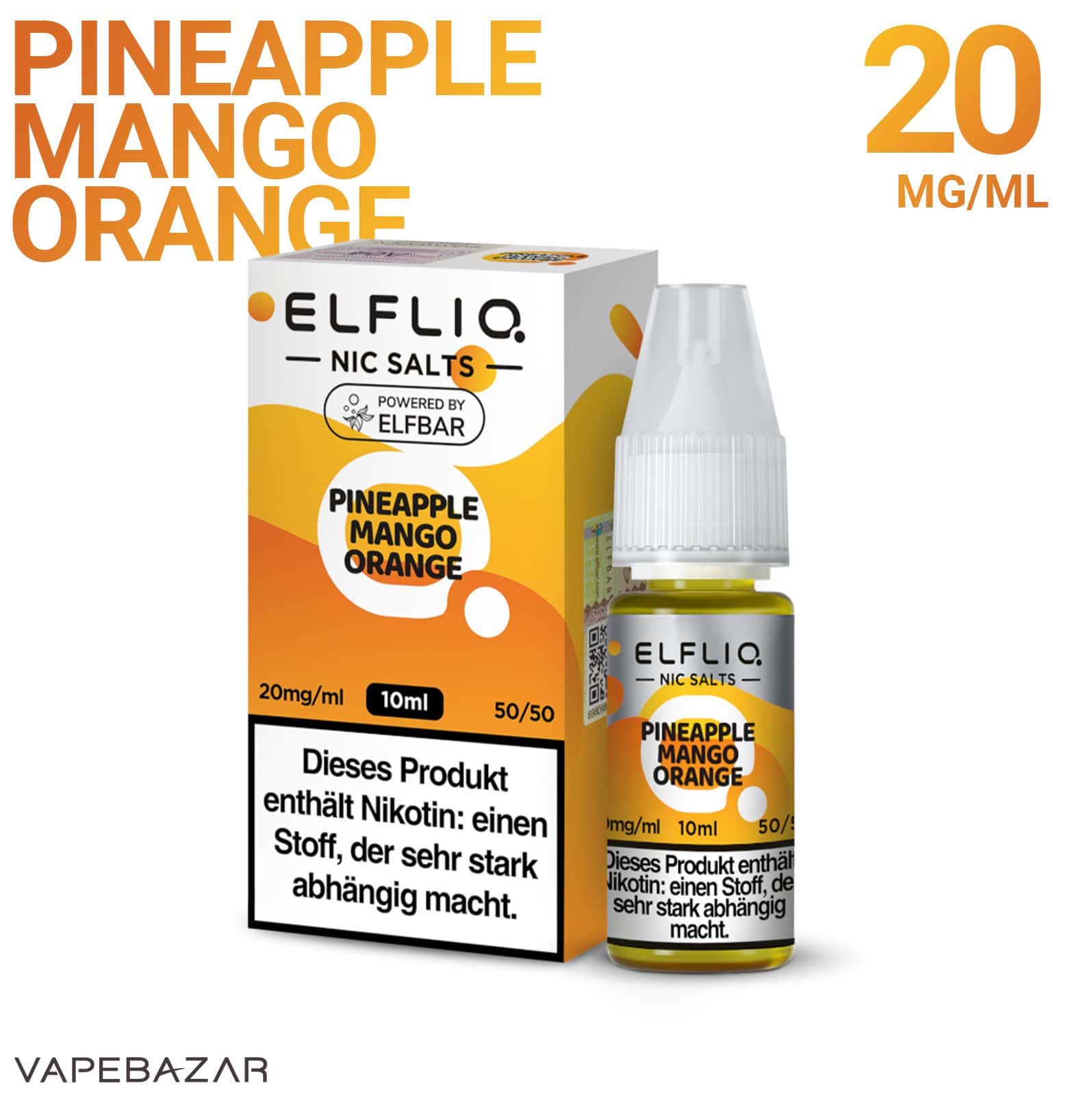 PineappleMangoOrange2 2 | Vapebazar Elfliq Nikotinsalz Liquid 10Ml – Pineapple Mango Orange 20Mg/Ml Nikotin