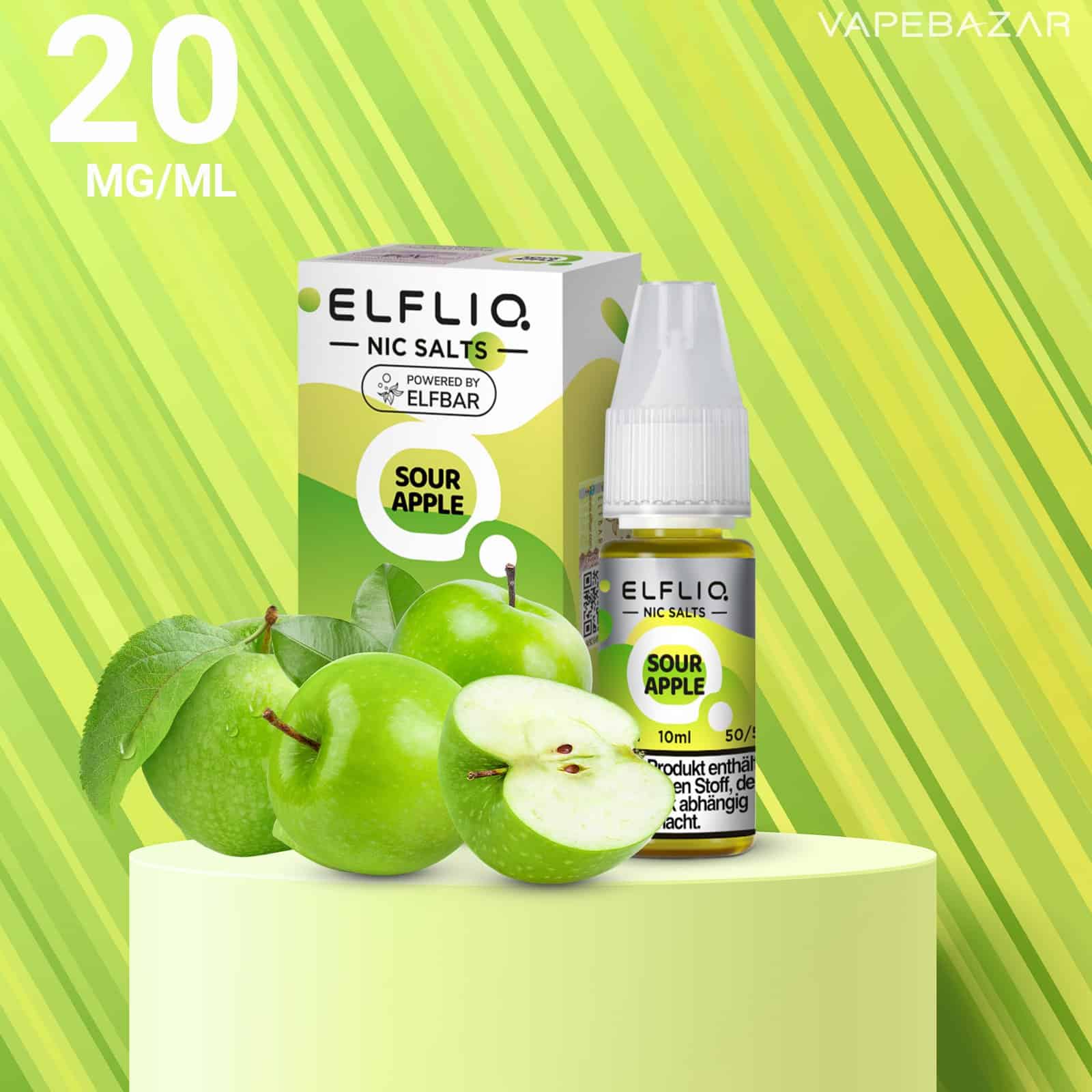 SourApple 1 | Vapebazar Elfliq Nikotinsalz Liquid 10Ml – Sour Apple 20Mg/Ml Nikotin