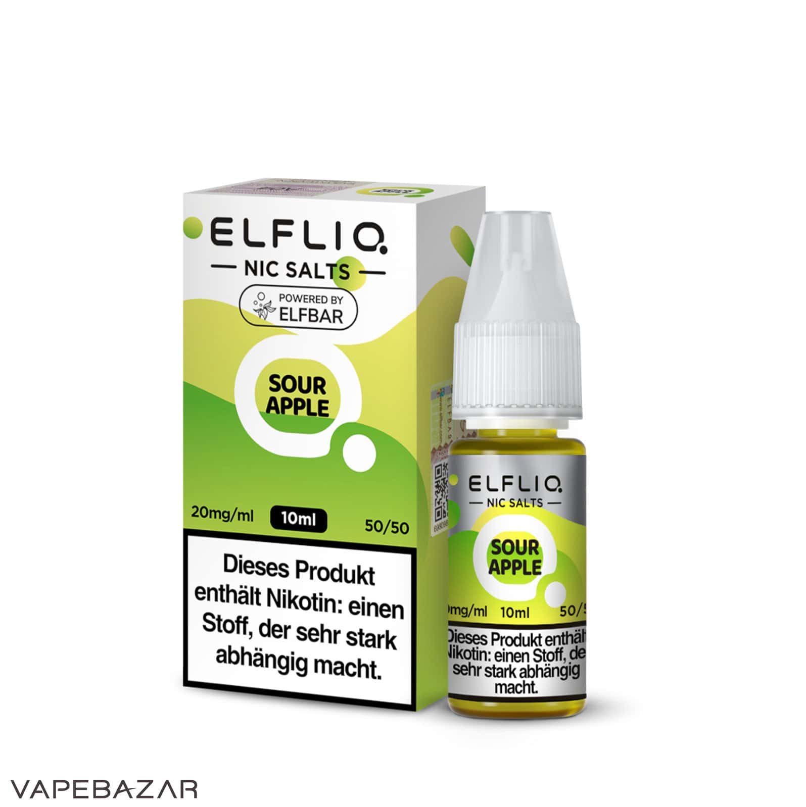 SourApple3 | Vapebazar Elfliq Nikotinsalz Liquid 10Ml – Sour Apple 20Mg/Ml Nikotin