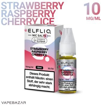 Elfliq Nikotinsalz Liquid 10ml – Strawberry Raspberry Cherry Ice 10mg/ml Nikotin