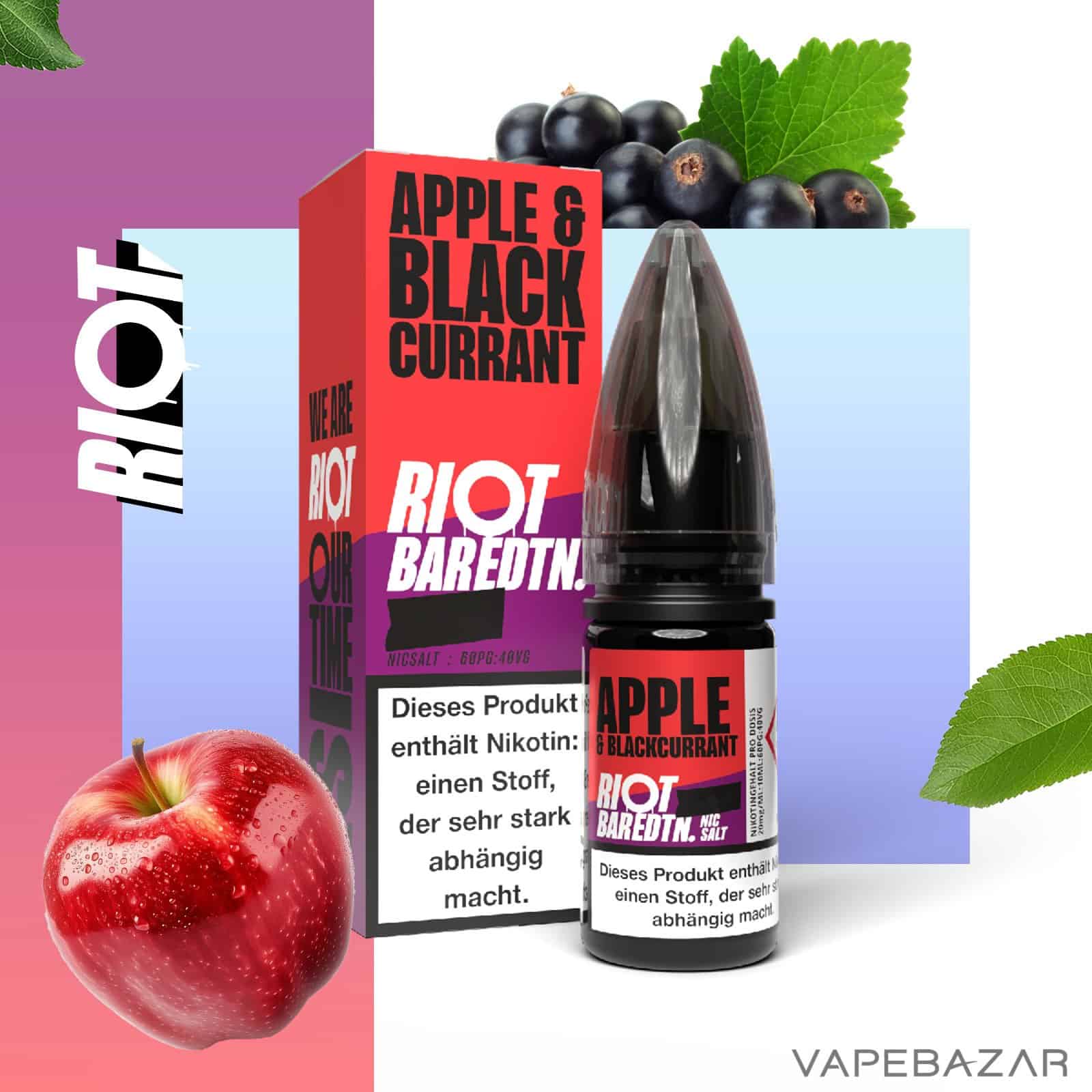 AppleBlackcurrant | Vapebazar Vapebazar Riot Salt Bar Edition Apple &Amp; Blackcurrant