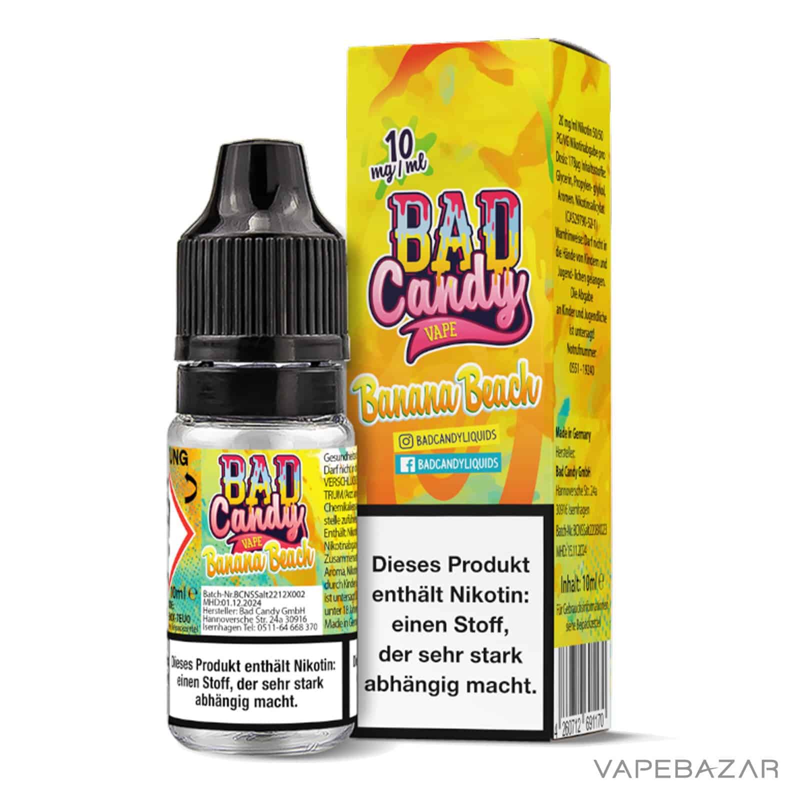 BananaBeach10 1 | Vapebazar Bad Candy Liquid - Banana Beach