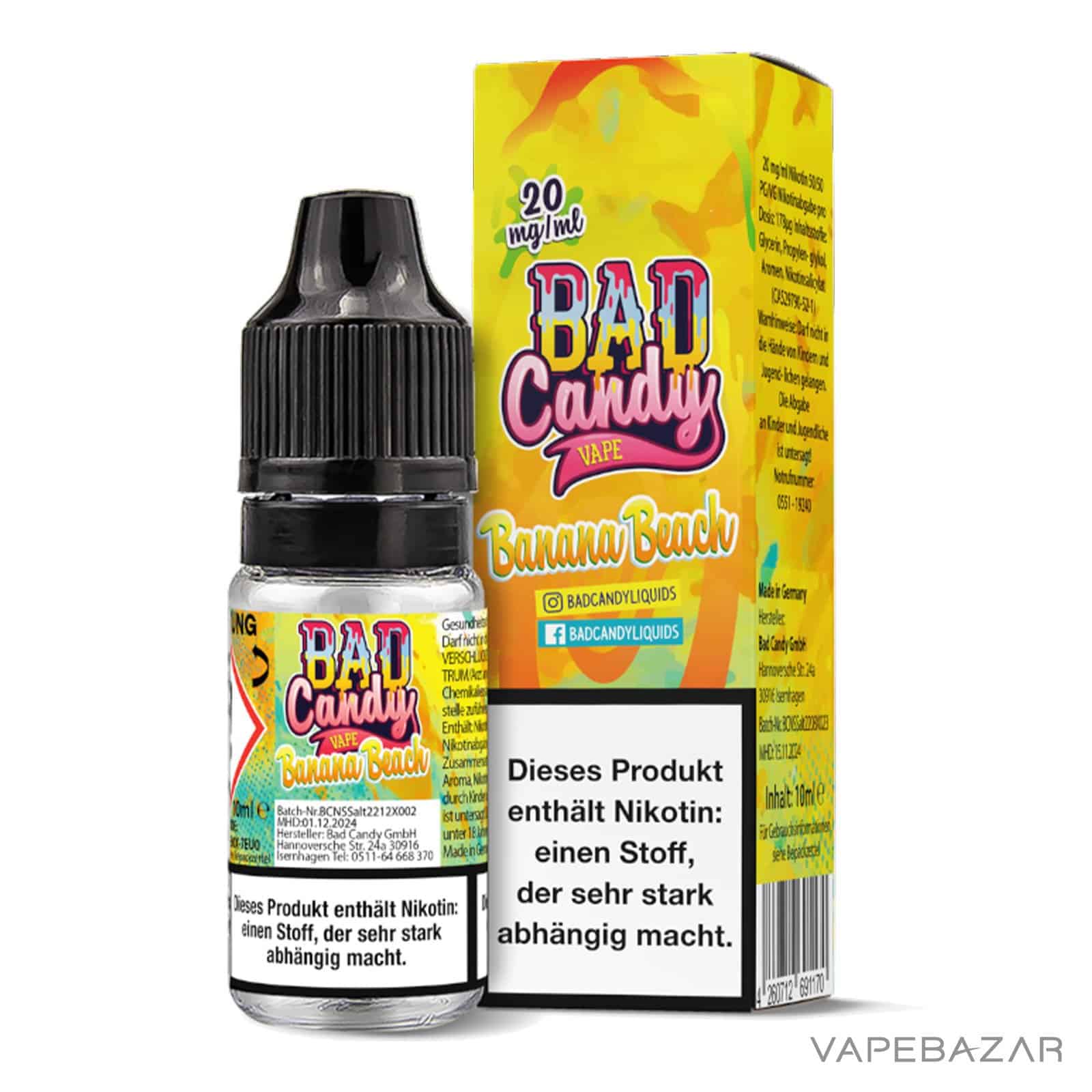 BananaBeach20 1 | Vapebazar Bad Candy Liquid - Banana Beach