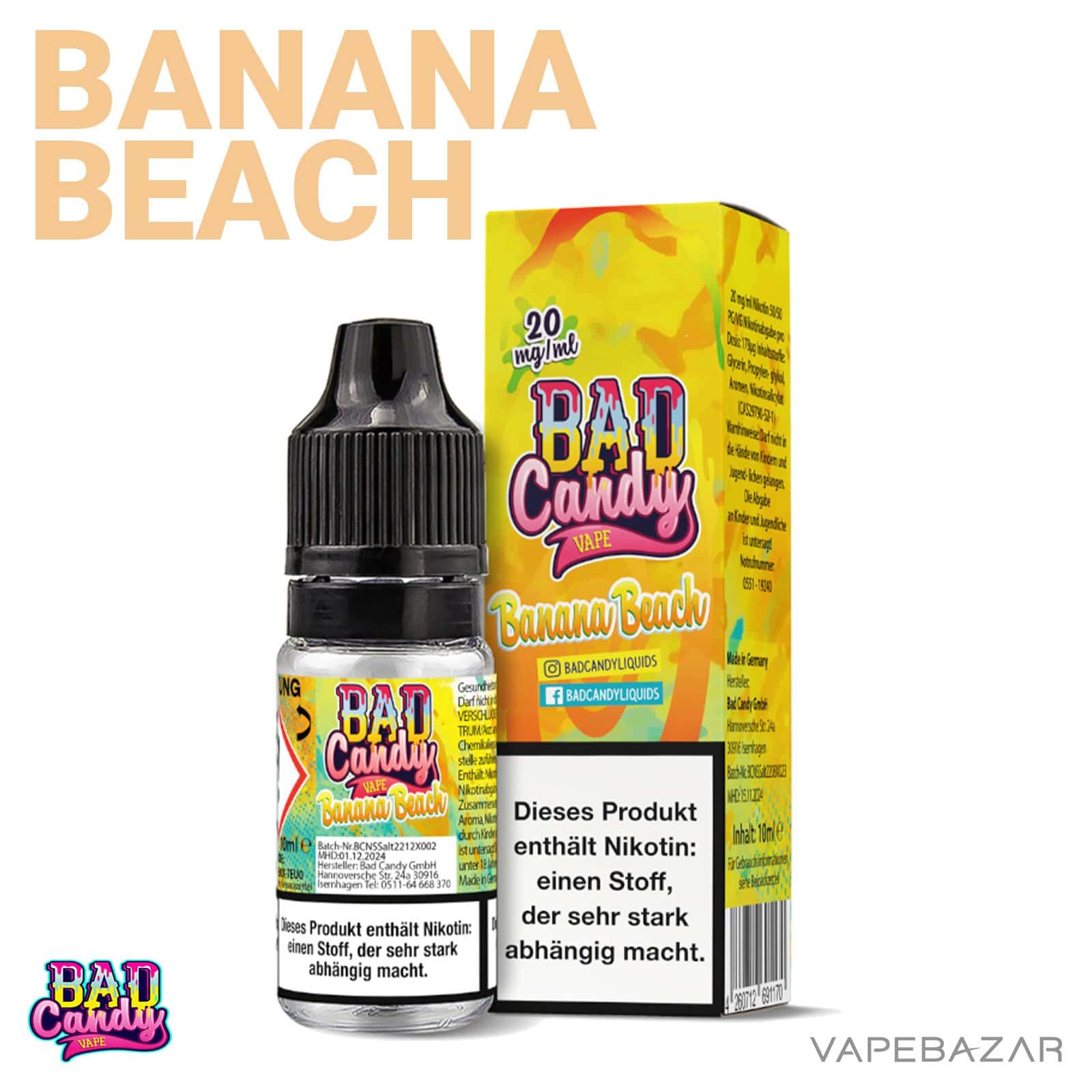 BananaBeach20 | Vapebazar Bad Candy Liquid - Banana Beach