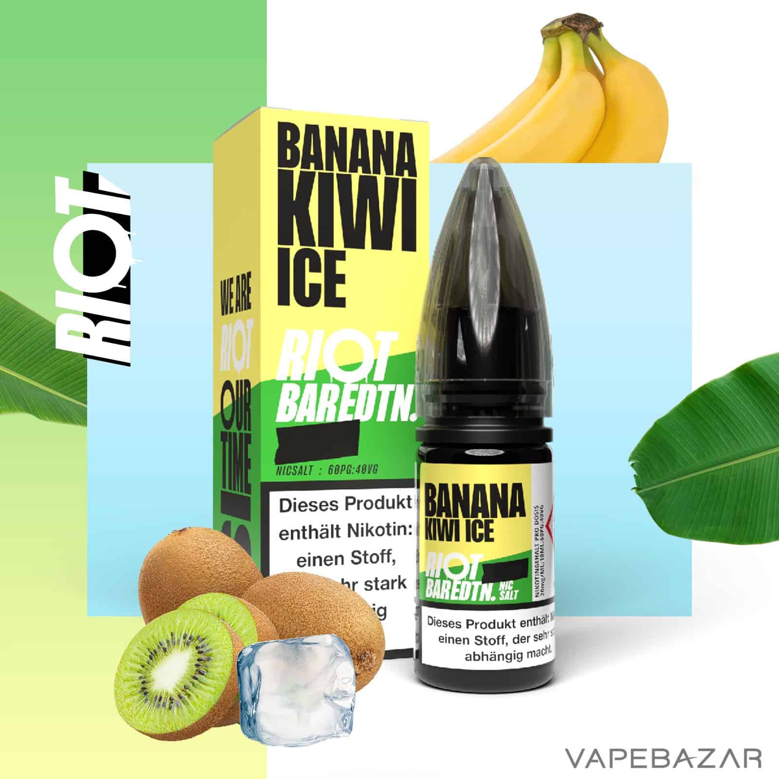 BananaKiwiIce | Vapebazar Vapebazar Riot Salt Bar Edition Banana Kiwi Ice