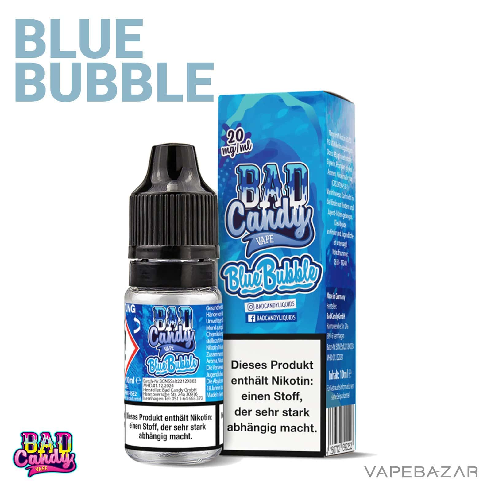 BlueBubble20 | Vapebazar Bad Candy Liquid - Blue Bubble