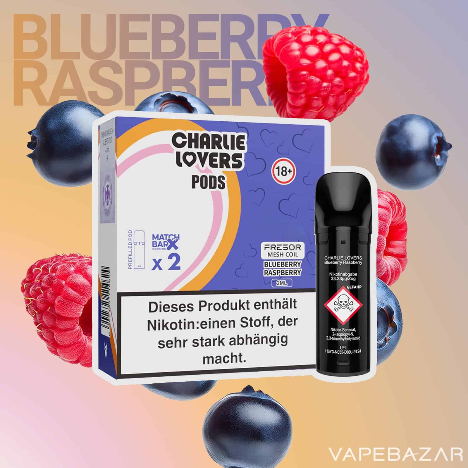 Charlie Lovers Pods Blueberry Raspberry | Vapebazar Charlie Lovers Pods Blueberry Raspberry
