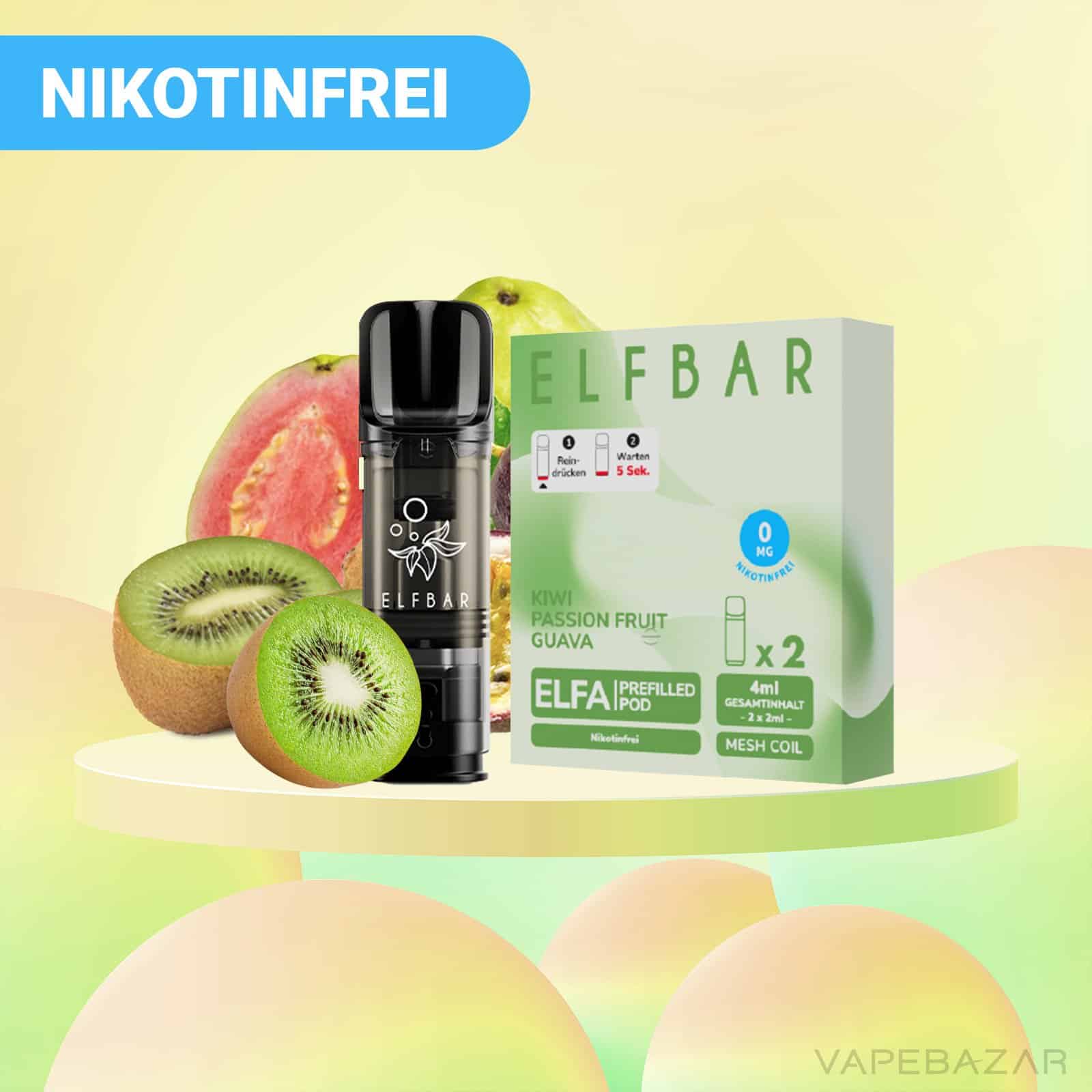 KiwiPassionFruitGuava | Vapebazar Vapebazar Elfbar Elfa Prefilled Pods Kiwi Passion Fruit Guava