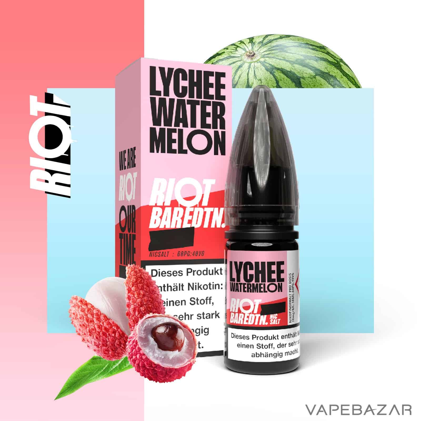 LycheeWatermelon | Vapebazar Vapebazar Riot Salt Bar Edition Lychee Watermelon