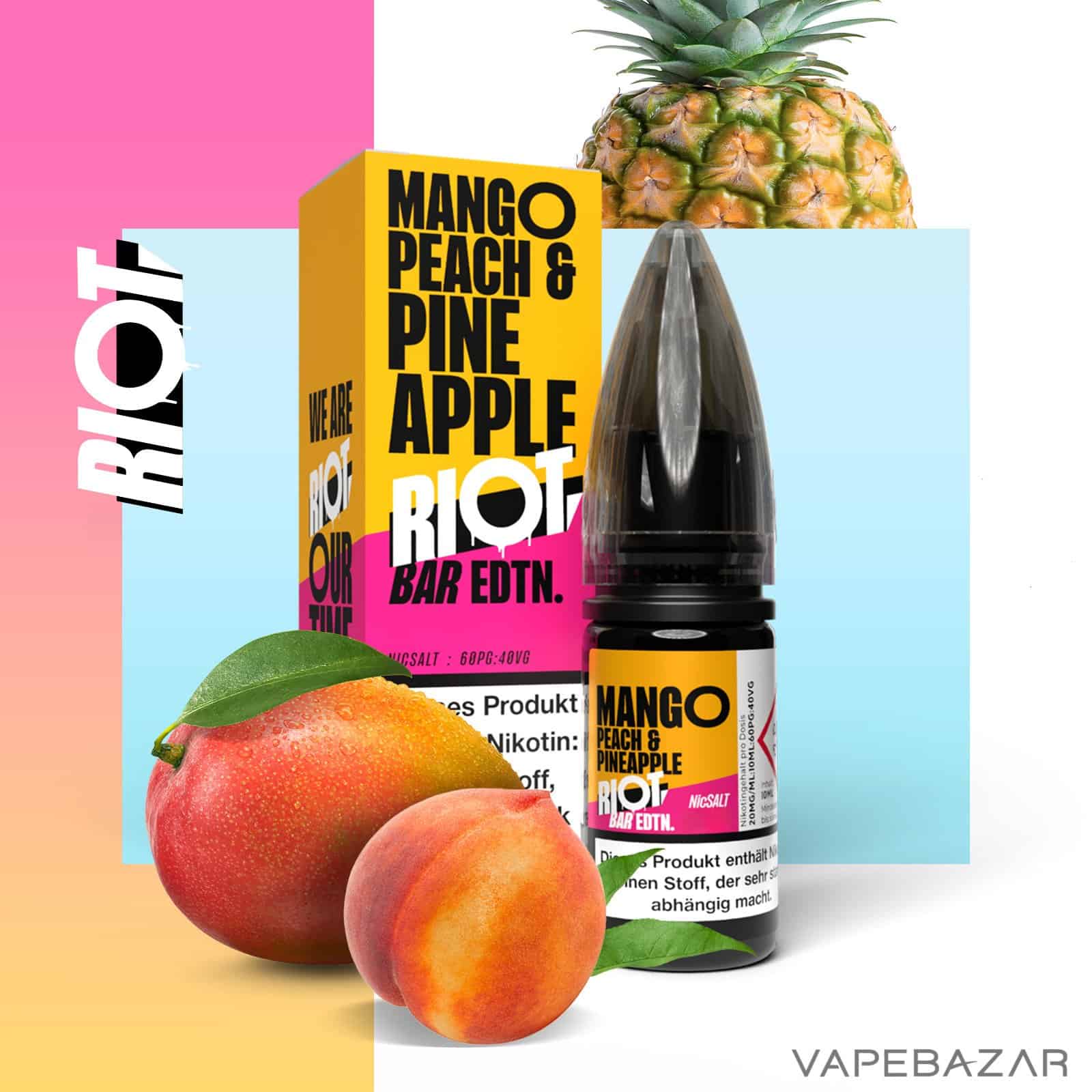 MangoPeachPineapple | Vapebazar Vapebazar Riot Salt Bar Edition Mango Peach &Amp; Pineapple