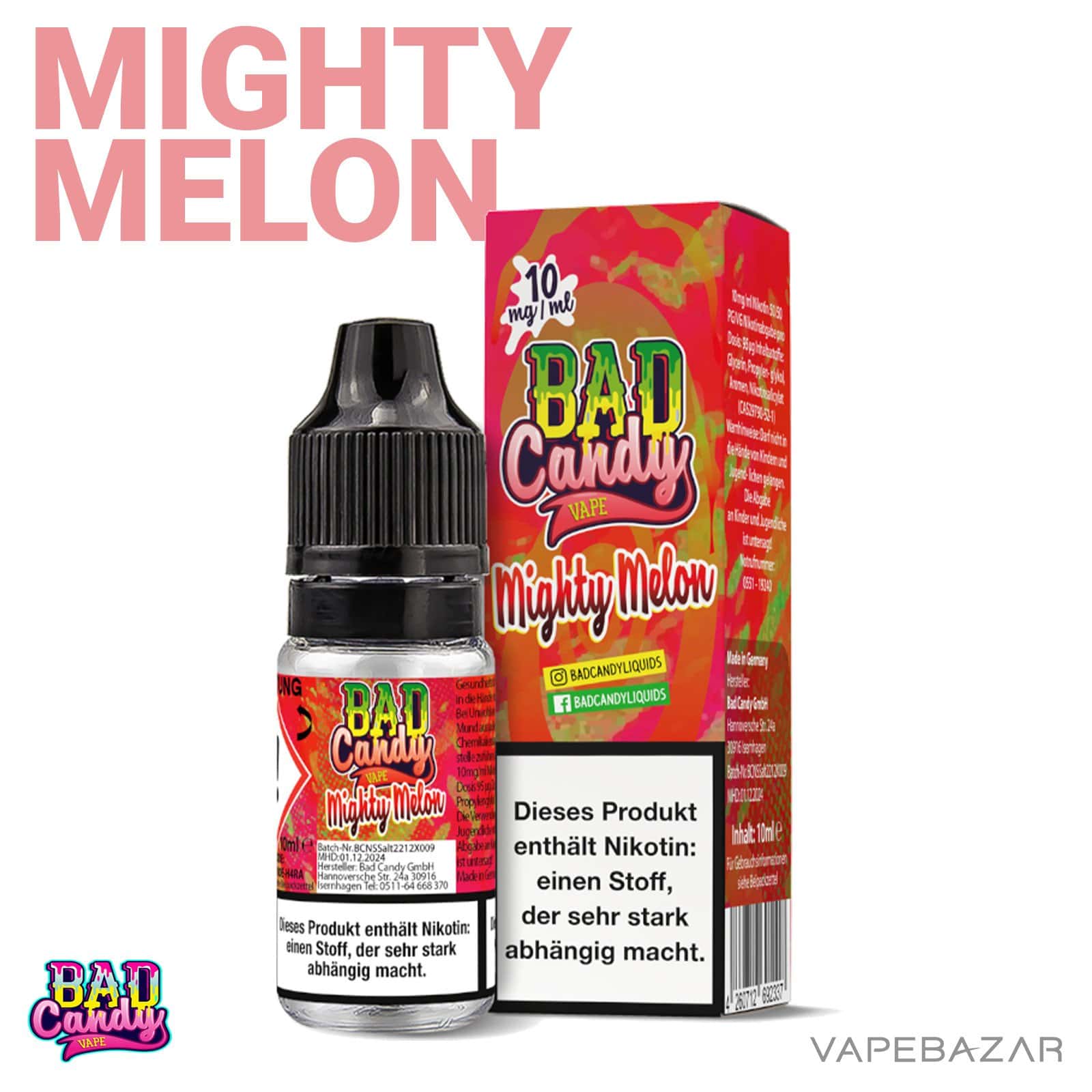 MightyMelon10 | Vapebazar Bad Candy Liquid - Mighty Melon