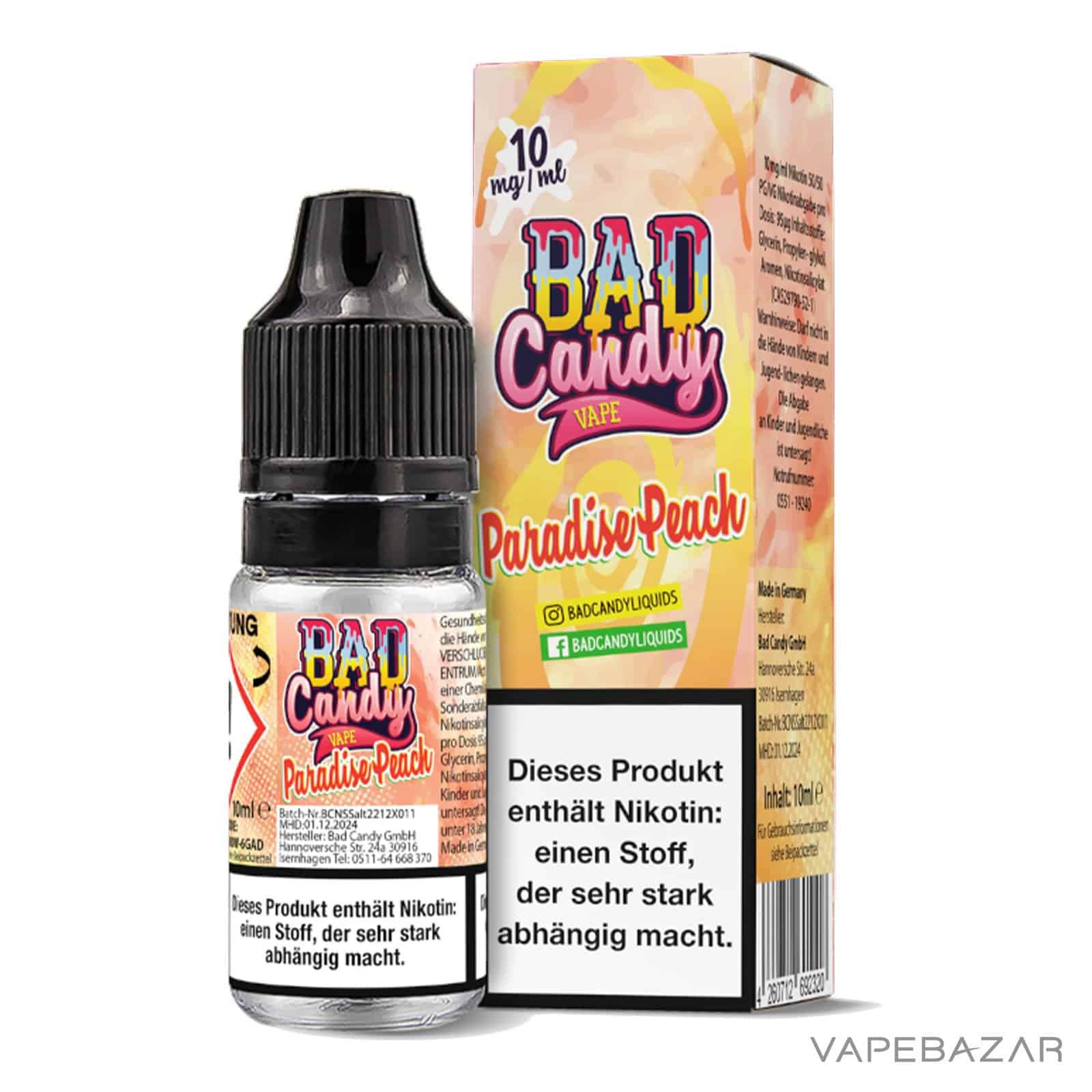 ParadisePeach10 1 | Vapebazar Bad Candy Liquid - Paradise Peach