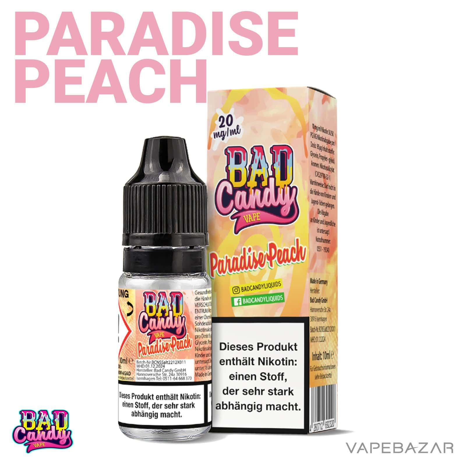 ParadisePeach20 | Vapebazar Bad Candy Liquid - Paradise Peach