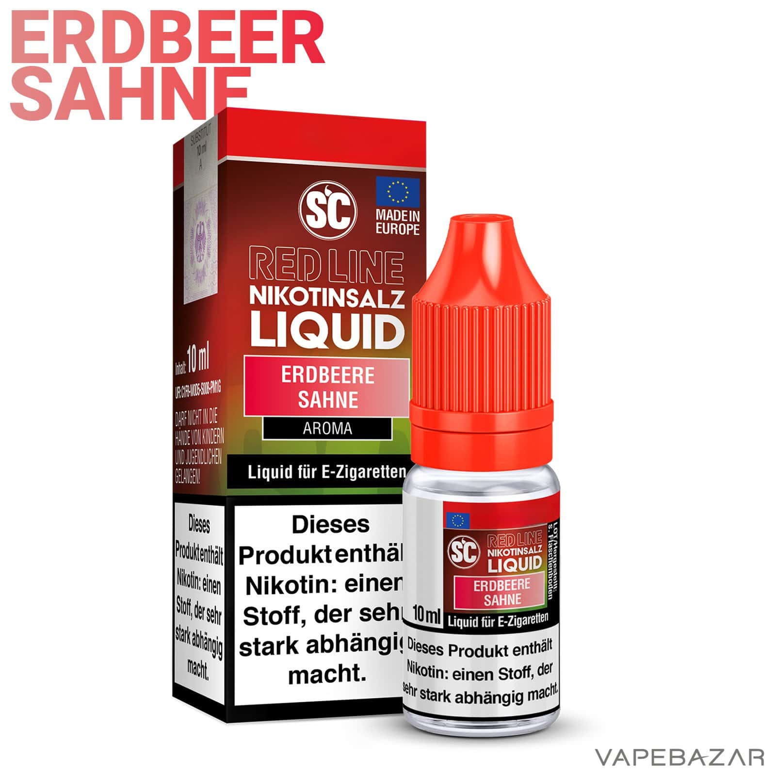 SC Red Line Nikotinsalz Liquid Erdbeere Sahne | Vapebazar Sc Red Line Nikotinsalz Liquid Erdbeere Sahne