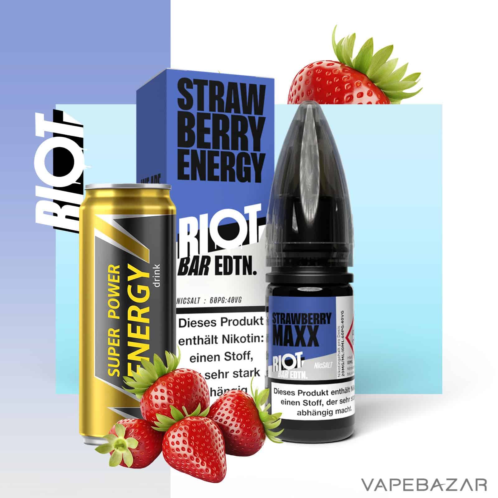 StrawberryEnergy | Vapebazar Vapebazar Riot Salt Bar Edition Strawberry Energy