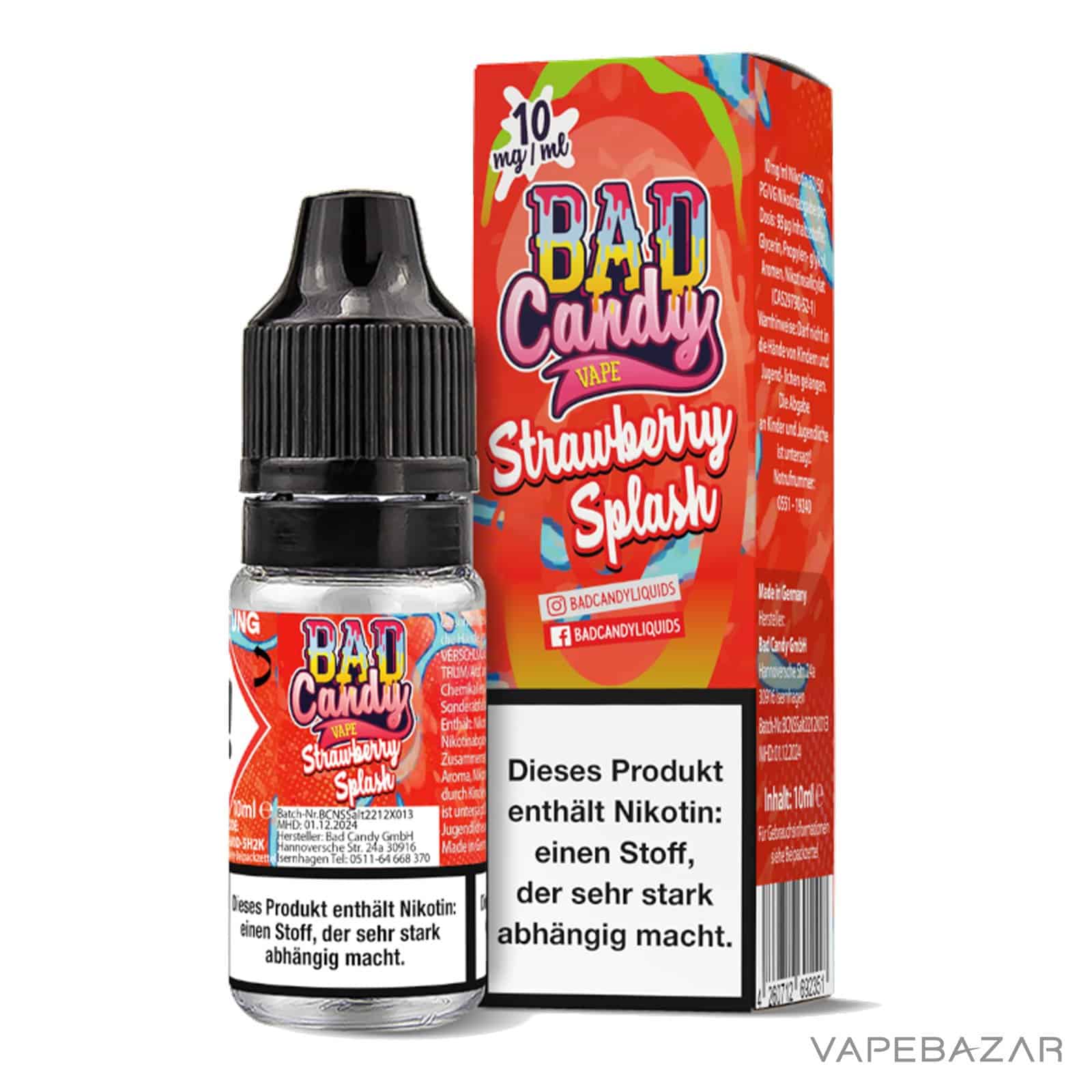 StrawberrySplash10 1 | Vapebazar Bad Candy Liquid - Strawberry Splash