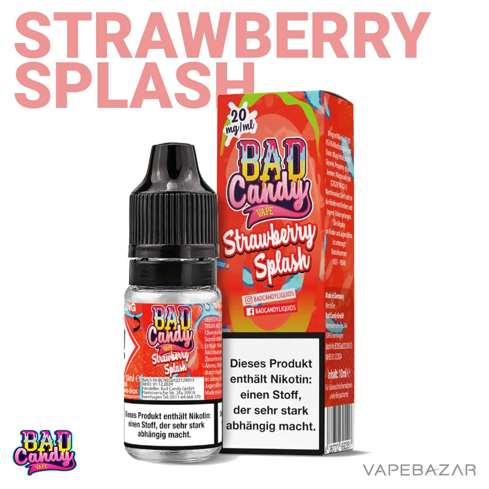 StrawberrySplash20 | Vapebazar Bad Candy Liquid - Strawberry Splash