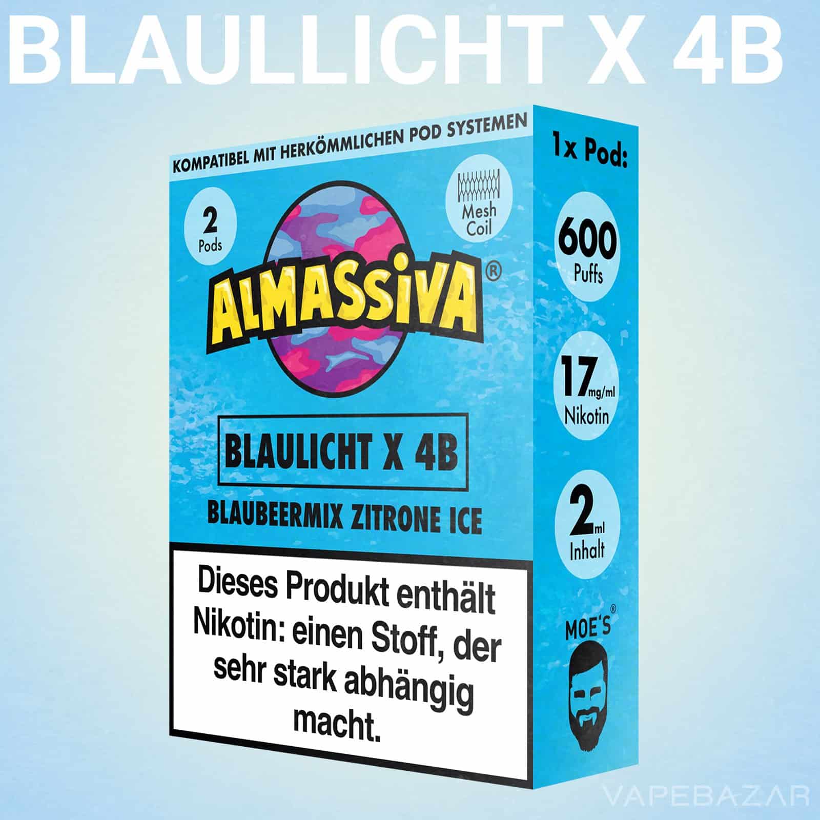 Almassiva Pods Blaulicht x 4B 2 | Vapebazar Almassiva Prefilled Pods