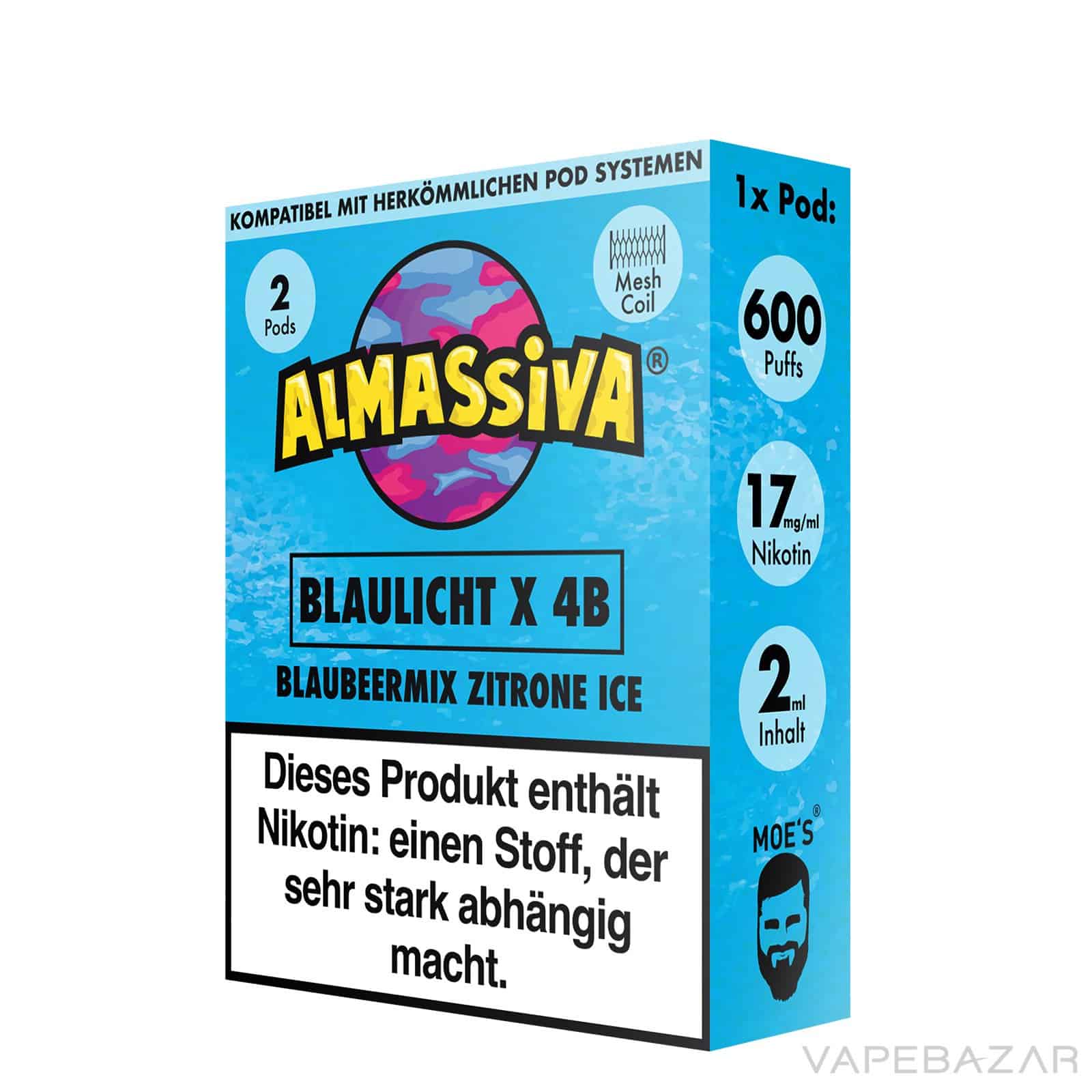 Almassiva Pods Blaulicht x 4B 3 | Vapebazar Almassiva Prefilled Pods