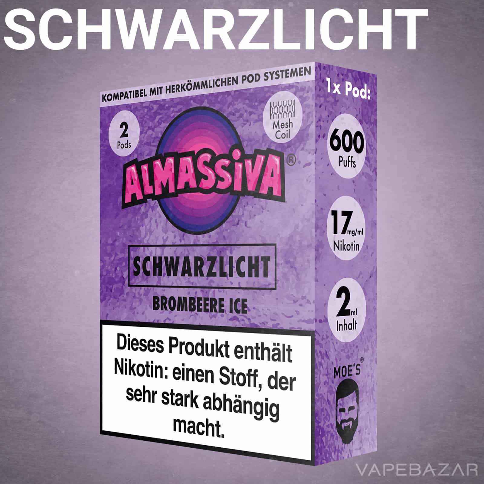 Almassiva Pods Schwarzlicht 2 | Vapebazar Almassiva Prefilled Pods Schwarzlicht