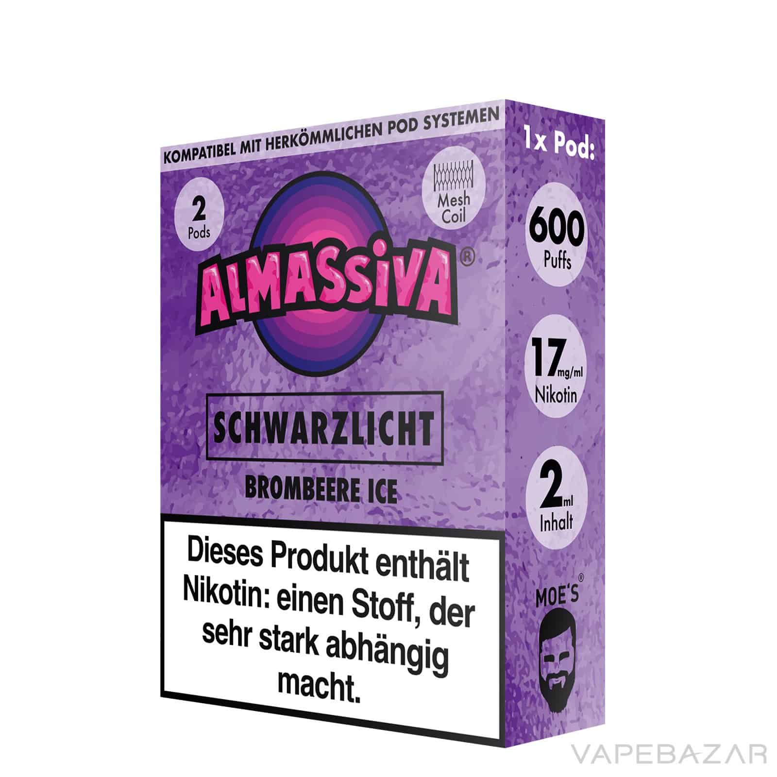 Almassiva Pods Schwarzlicht 3 | Vapebazar Almassiva Prefilled Pods Schwarzlicht